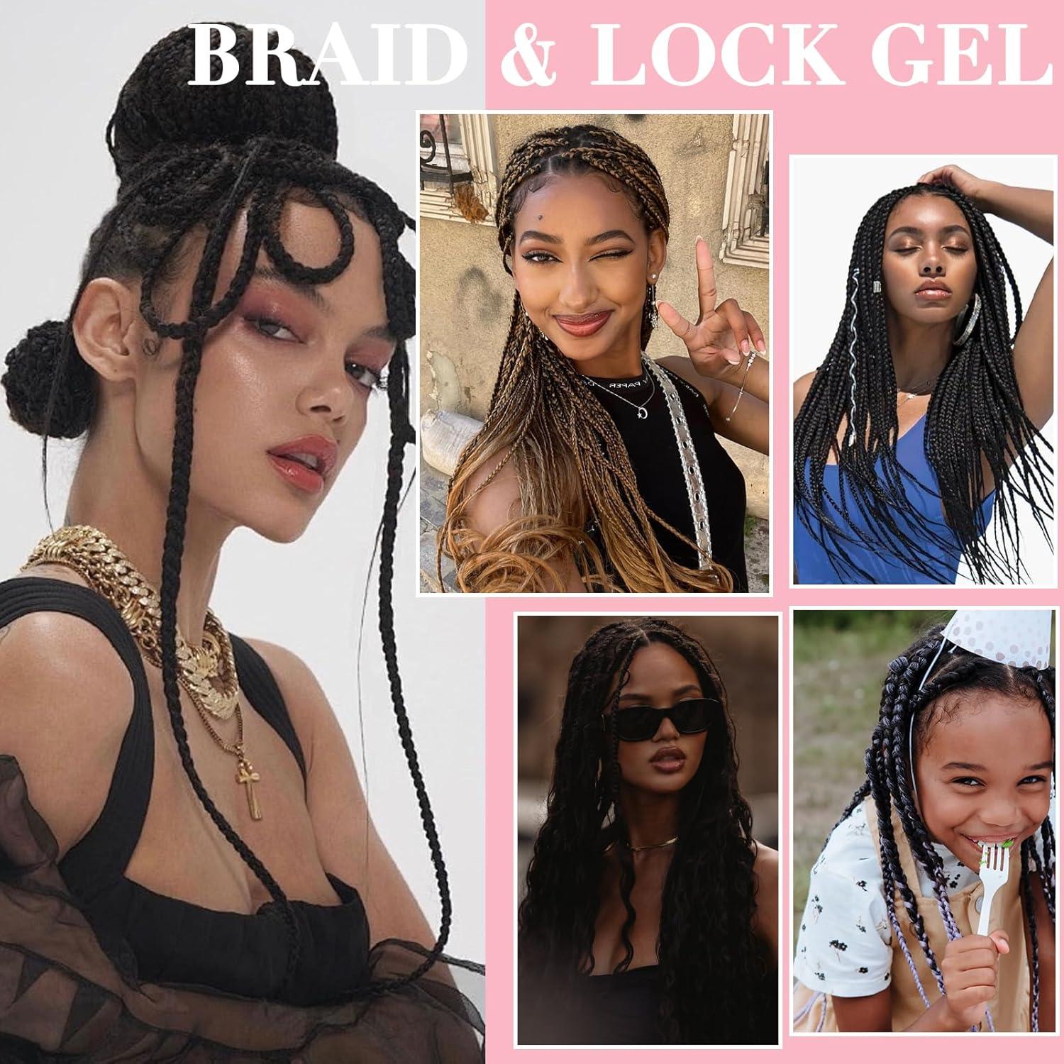 image150g Braid Gel with Extra Hold High Shine for Twists Locs Braids ampamp Edge Control Smooths Frizz LongLasting for Locks Cornrows 53oz Strawberry Flover
