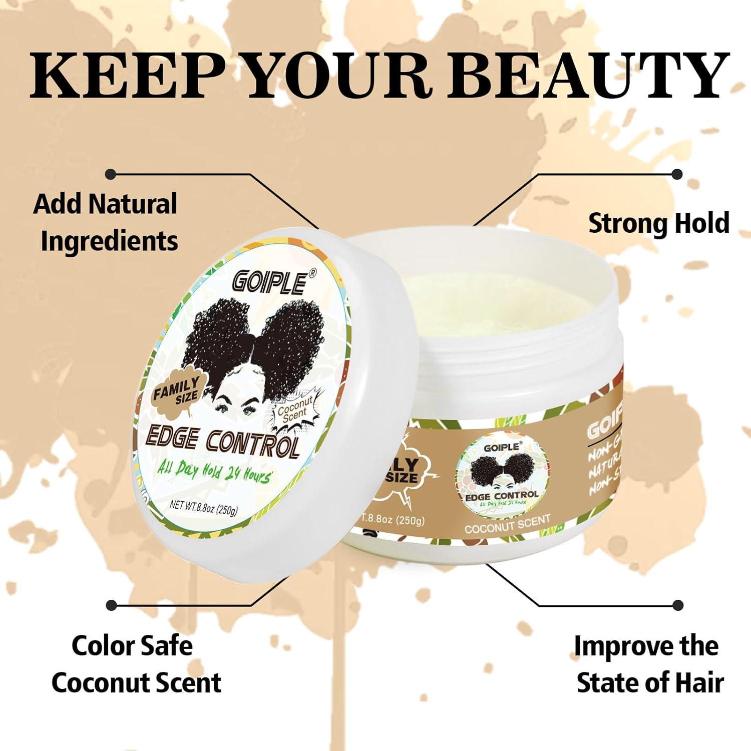 image825 OZ Edge Control Wax for Women Strong Hold Nongreasy Edge Smoother Edge Control for Back Hair Extreme Hold Pack Hair Gel for All Hair Types No Flaking Extra Hold Waterbased Edge Stay Gel Set88oz coconut scent