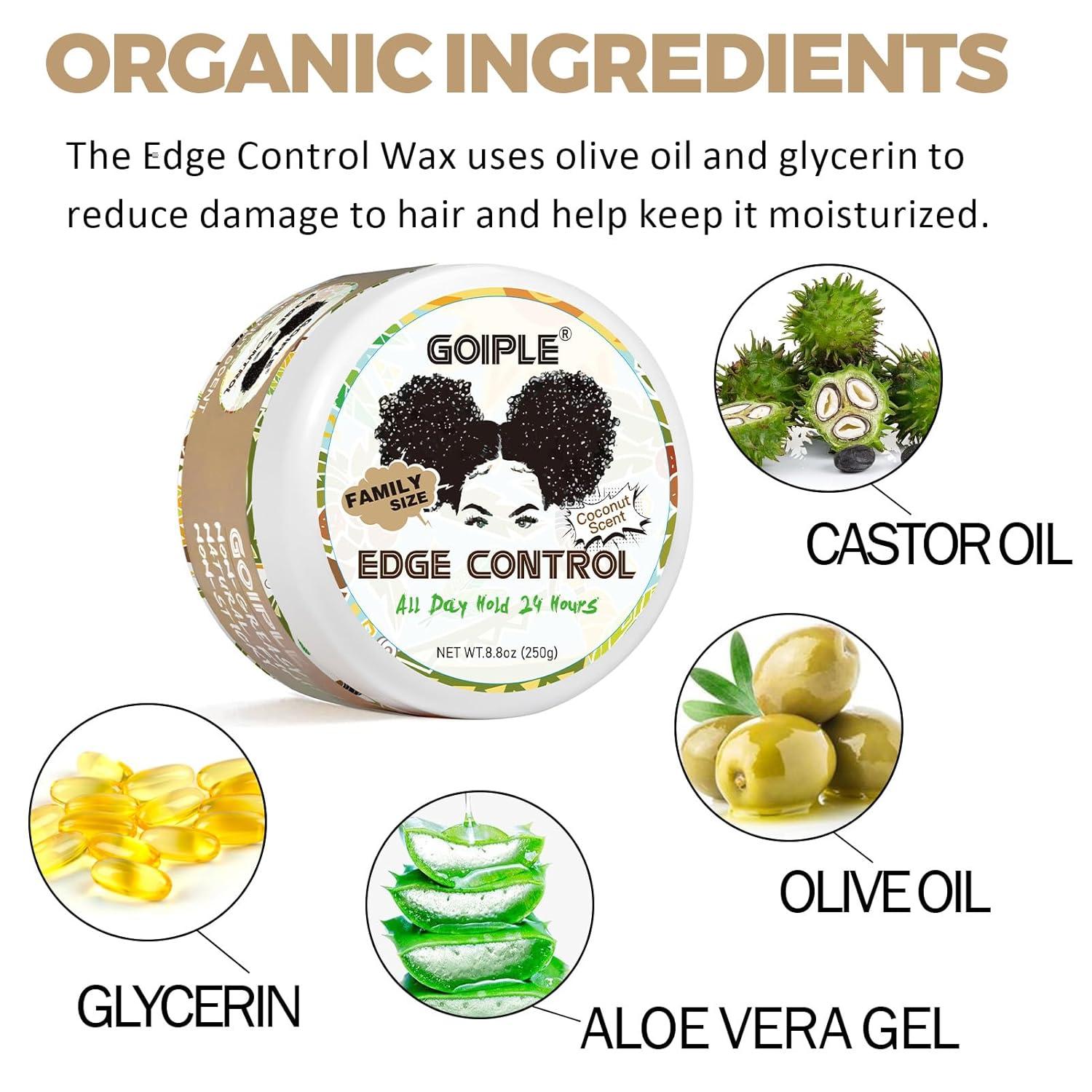 image825 OZ Edge Control Wax for Women Strong Hold Nongreasy Edge Smoother Edge Control for Back Hair Extreme Hold Pack Hair Gel for All Hair Types No Flaking Extra Hold Waterbased Edge Stay Gel Set88oz coconut scent