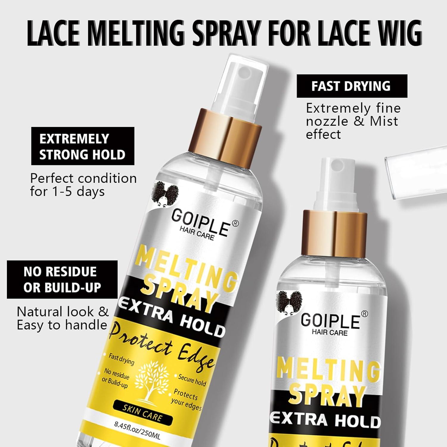 image845 fl oz Lace Melting and Holding Spray GlueLess Hair Adhesive for Wigs Lace Bond Adhesive Spray Wig Spray for Closure Wigs Closure Front Extensions Strong Natural Finishing Hold with Control