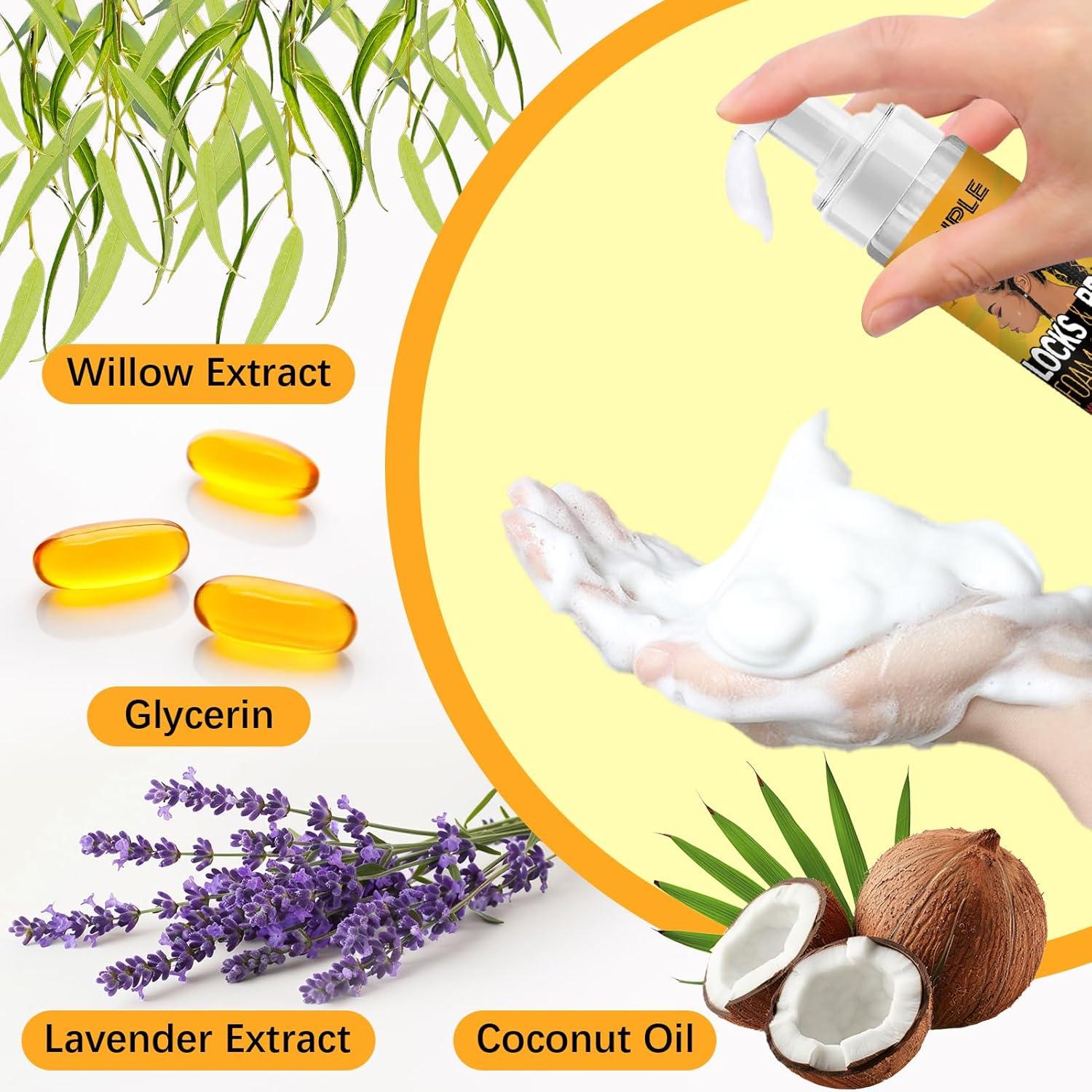 imageBraid Foam Control Mousse Hair Braiding Mousse for Twist Locs Braids Lightweight Braid Spray Rose Mint for Dreads Dreadlocks Locks Spray Rose Water for Itchy Scalp 2PCS