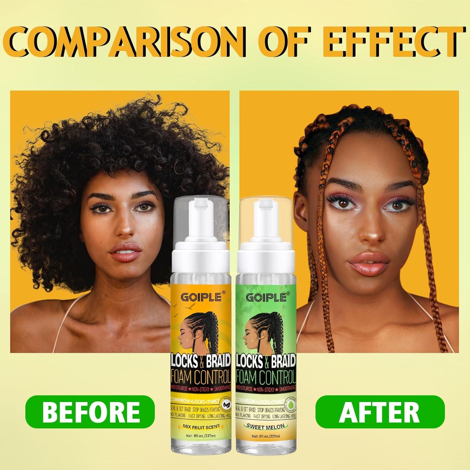 imageBraid Foam Control Mousse for Braids Twist Locs No Flake Extra Hold High Shine Moisturizes Lightweight Smooth Easy to Apply 4pcs2 scents5pcs