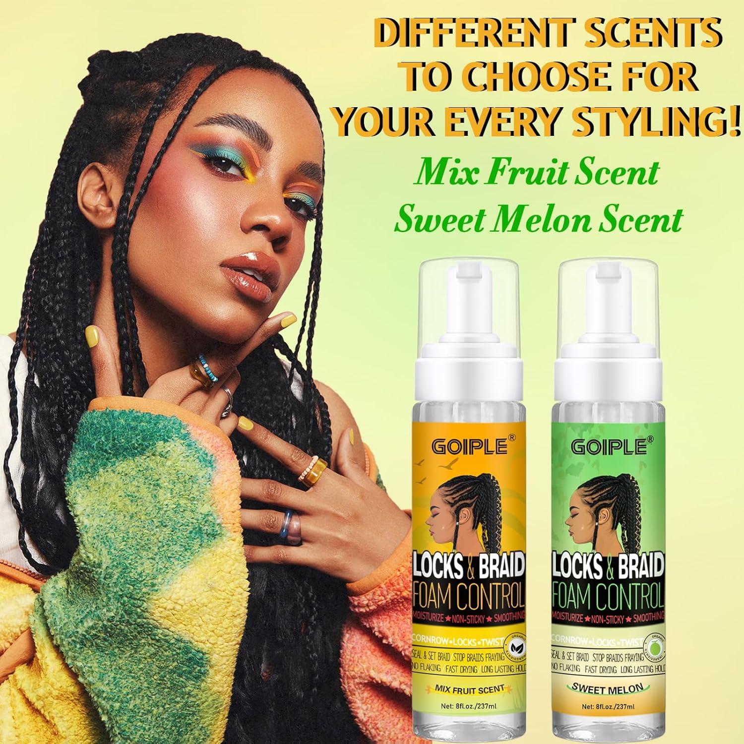 imageBraid Foam Control Mousse for Braids Twist Locs No Flake Extra Hold High Shine Moisturizes Lightweight Smooth Easy to Apply 4pcs2 scents5pcs