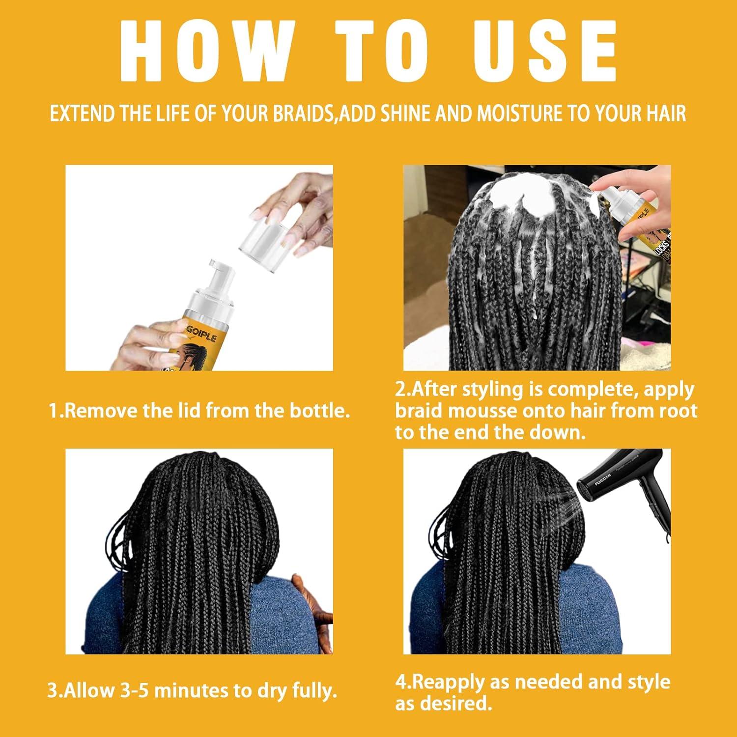 imageBraid Foam Control Mousse for Braids Twist Locs No Flake Extra Hold High Shine Moisturizes Lightweight Smooth Easy to Apply 4pcsmix fruit8fl oz