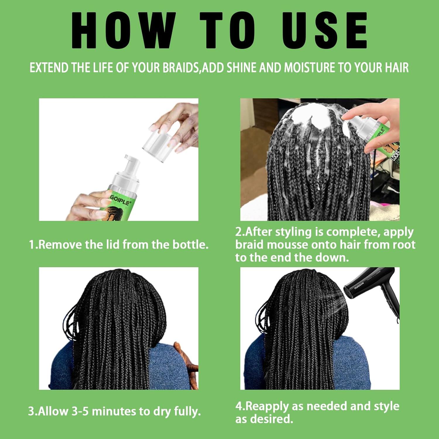 imageBraid Foam Control Mousse for Braids Twist Locs No Flake Extra Hold High Shine Moisturizes Lightweight Smooth Easy to Apply 4pcssweet melon8fl oz