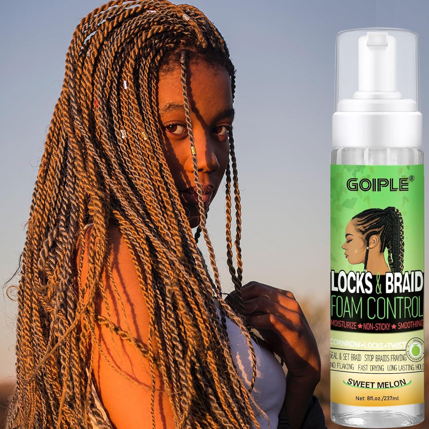 imageBraid Foam Control Mousse for Braids Twist Locs No Flake Extra Hold High Shine Moisturizes Lightweight Smooth Easy to Apply 4pcssweet melon8fl oz