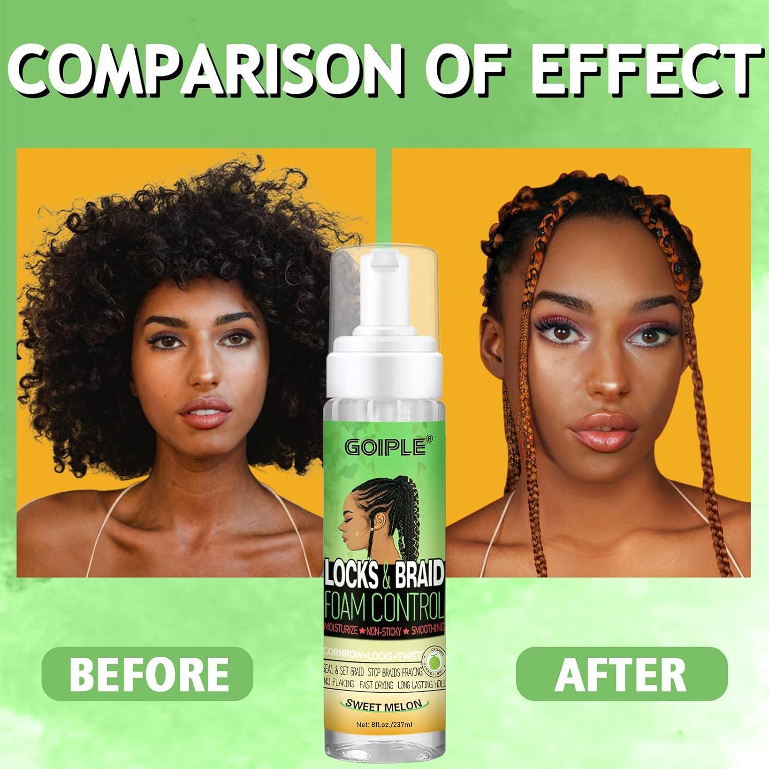 imageBraid Foam Control Mousse for Braids Twist Locs No Flake Extra Hold High Shine Moisturizes Lightweight Smooth Easy to Apply 4pcssweet melon8fl oz