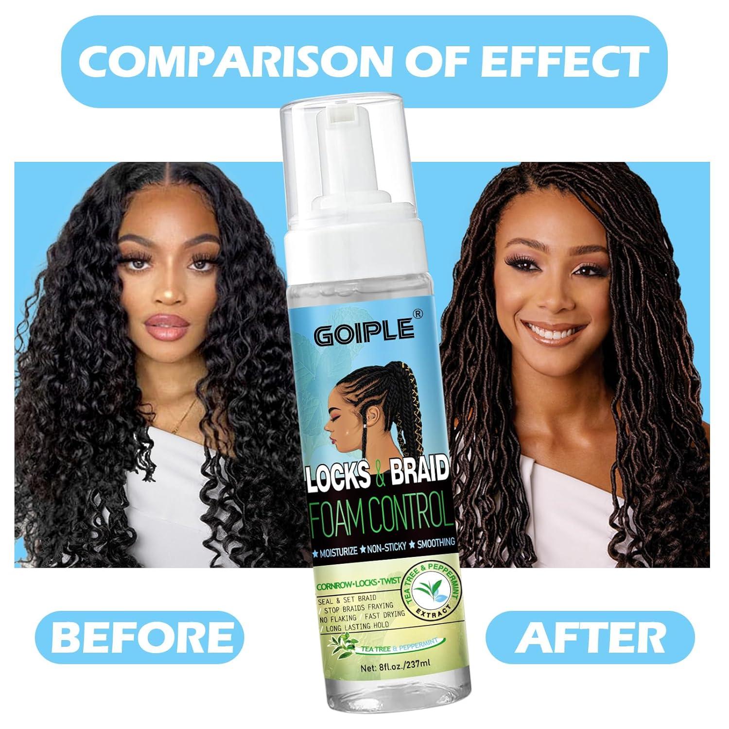 imageBraid Foam Control Mousse for Braids Twist Locs No Flake Extra Hold High Shine Moisturizes Lightweight Smooth Easy to Apply 4pcstea tree8 fl oz