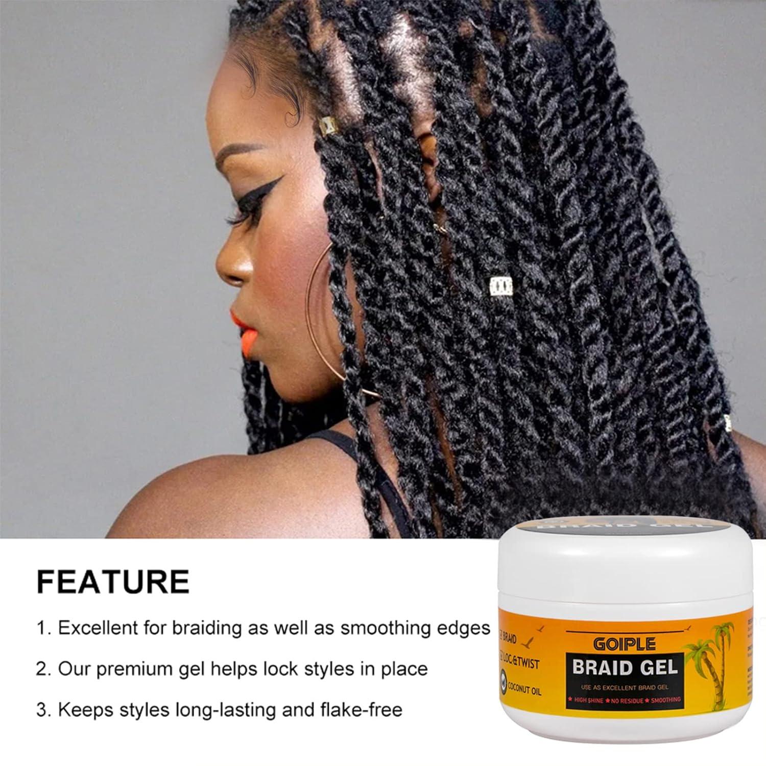 imageBraid ampamp Loc Gel Good for Twist Locs Braids Edge No Flake Extra Hold High Shine Braiding Gel ampamp Edge Control Long Lasting for Locks Cornrows Smooths ampamp Tames Frizz 88oz Tea Treebraid gel88oz