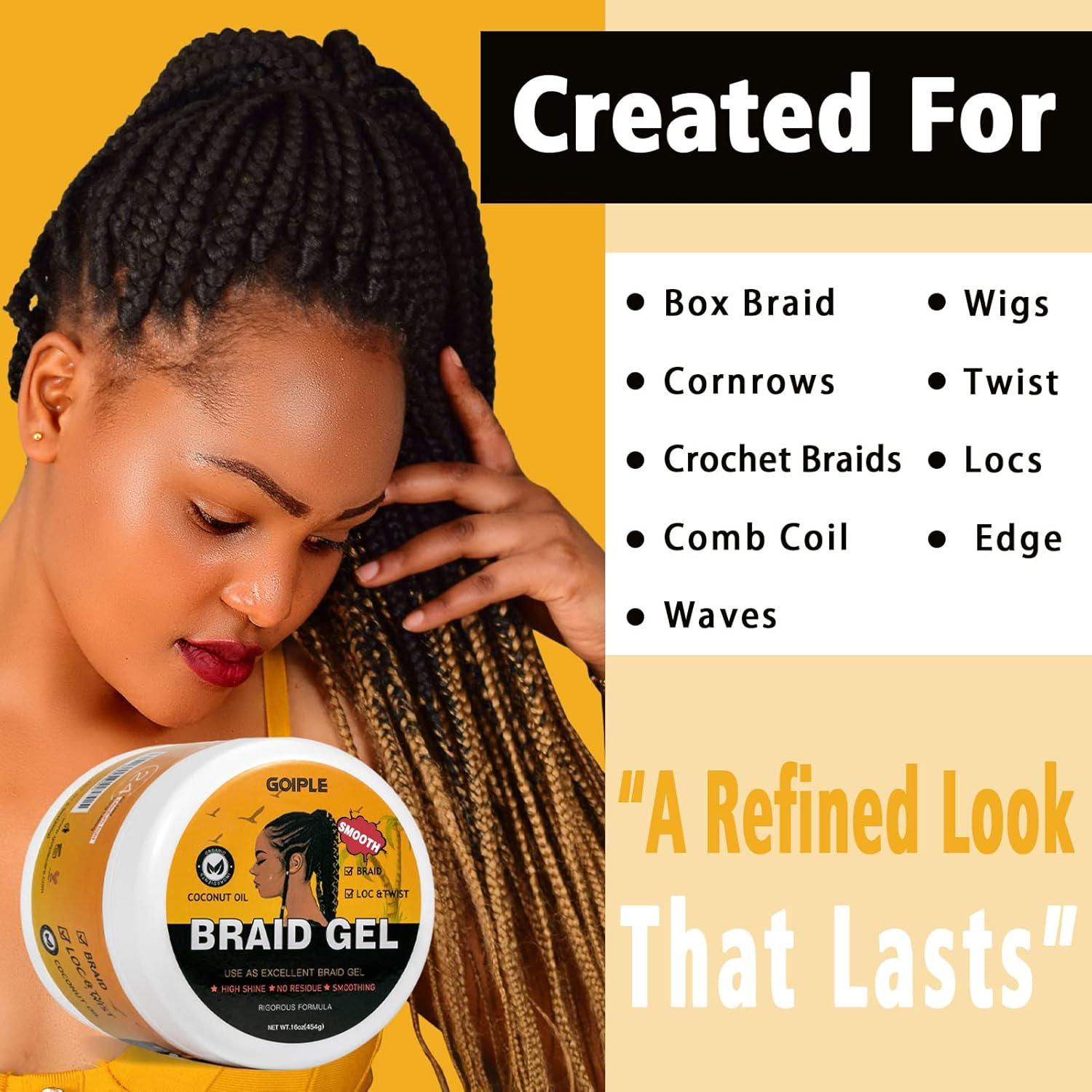 imageBraid ampamp Loc Gel Good for Twist Locs Braids Edge No Flake Extra Hold High Shine Braiding Gel ampamp Edge Control Long Lasting for Locks Cornrows Smooths ampamp Tames Frizz 88oz Tea Treebraid gel16oz