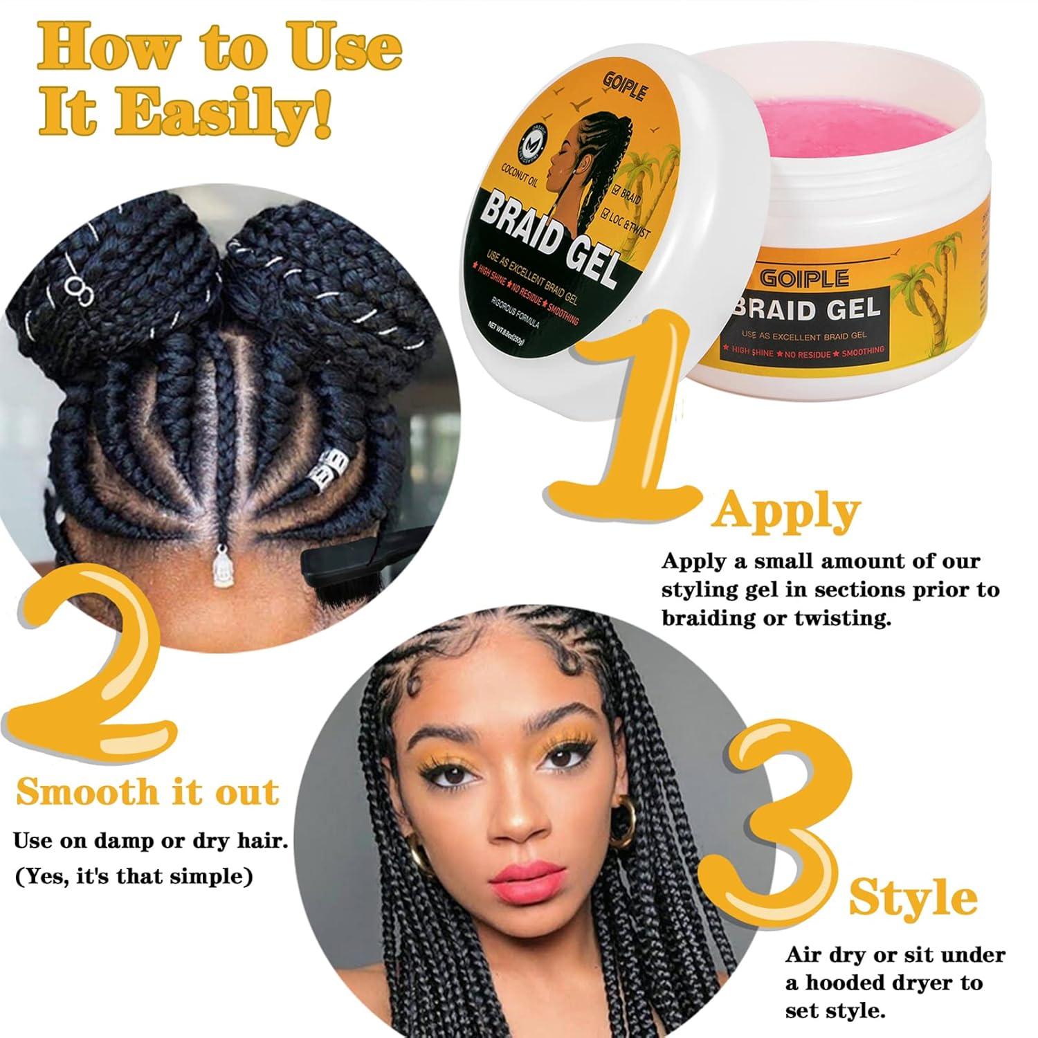 imageBraid ampamp Loc Gel Good for Twist Locs Braids Edge No Flake Extra Hold High Shine Braiding Gel ampamp Edge Control Long Lasting for Locks Cornrows Smooths ampamp Tames Frizz 88oz Tea Treebraid gel88oz