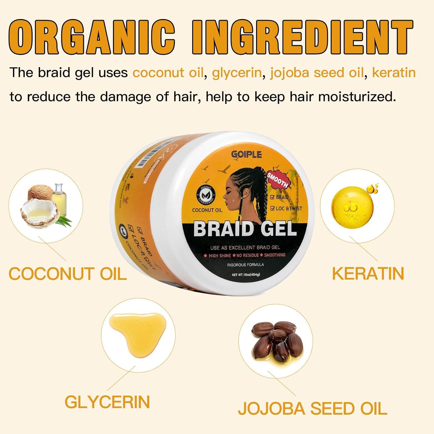 imageBraid ampamp Loc Gel Good for Twist Locs Braids Edge No Flake Extra Hold High Shine Braiding Gel ampamp Edge Control Long Lasting for Locks Cornrows Smooths ampamp Tames Frizz 88oz Tea Treebraid gel16oz