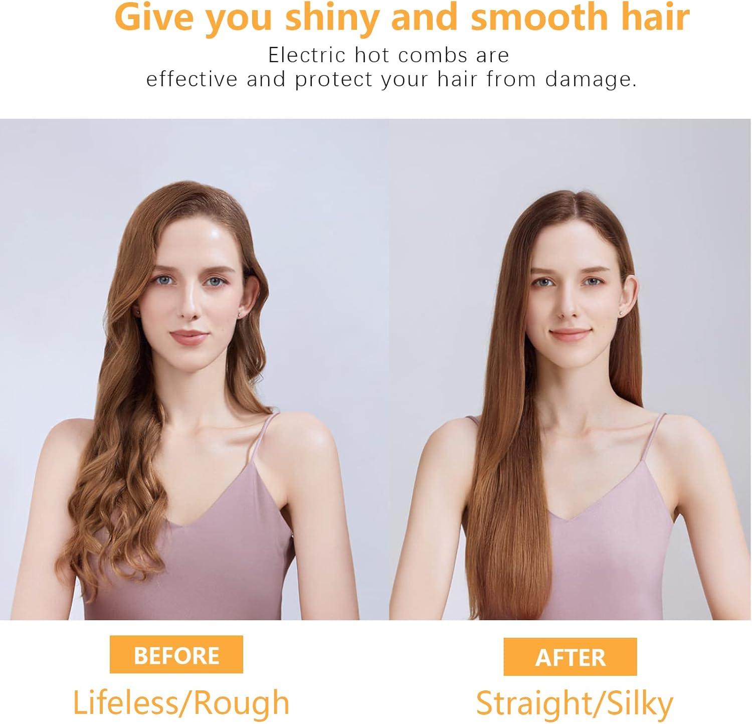 imageElectric Hot Comb Hair Straightener Deluxe Electrical Straightening Comb Curling Iron for Natural Black Wigs Hot Comb Electric for Wigs Pressing Combs with Wig Glue Melting Spray Hair Wax StickGold