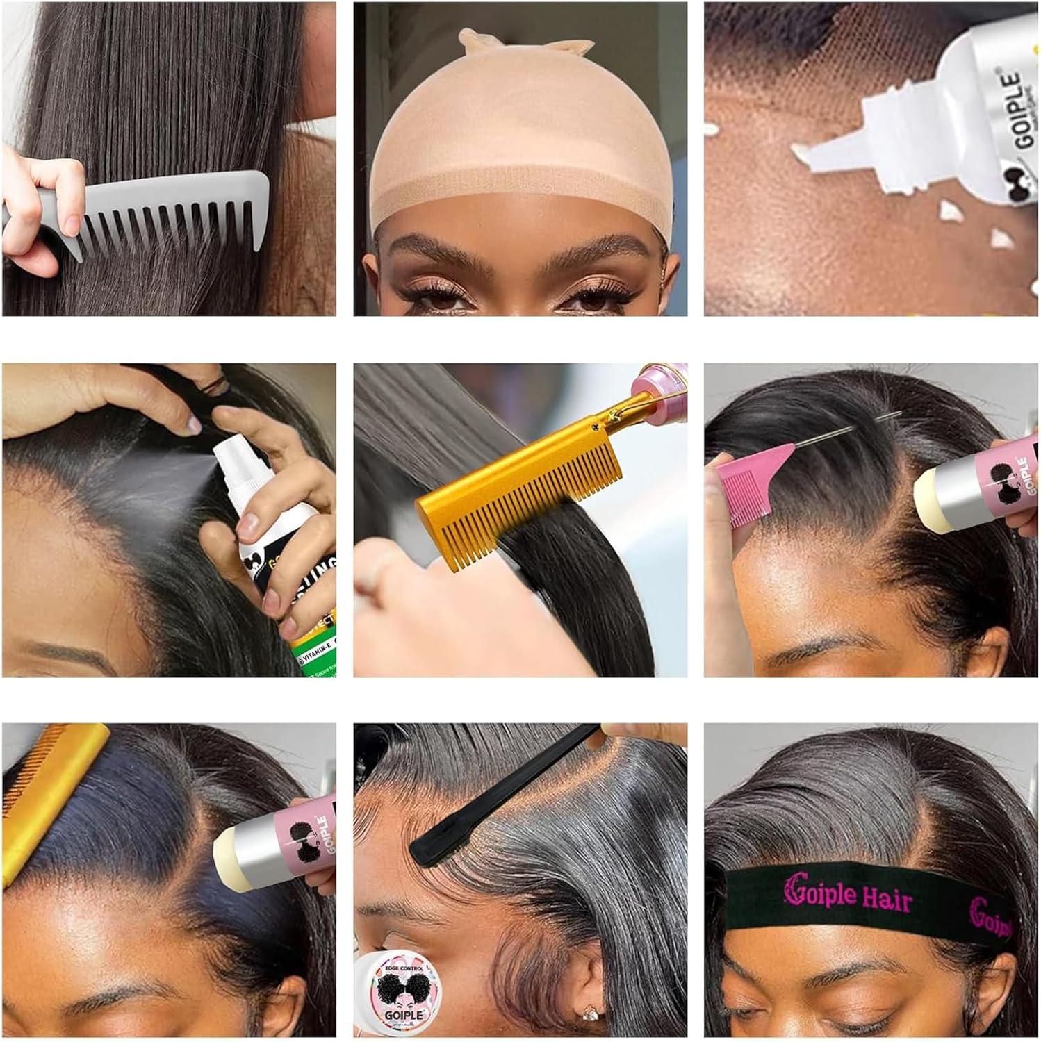 imageElectric Hot Comb Hair Straightener Heat Pressing Combs Ceramic Curling Flat Iron Curler Hot Comb Electric for Wigs Electrical Straightening Comb Curling Iron for Natural Hair with AntiScald Case