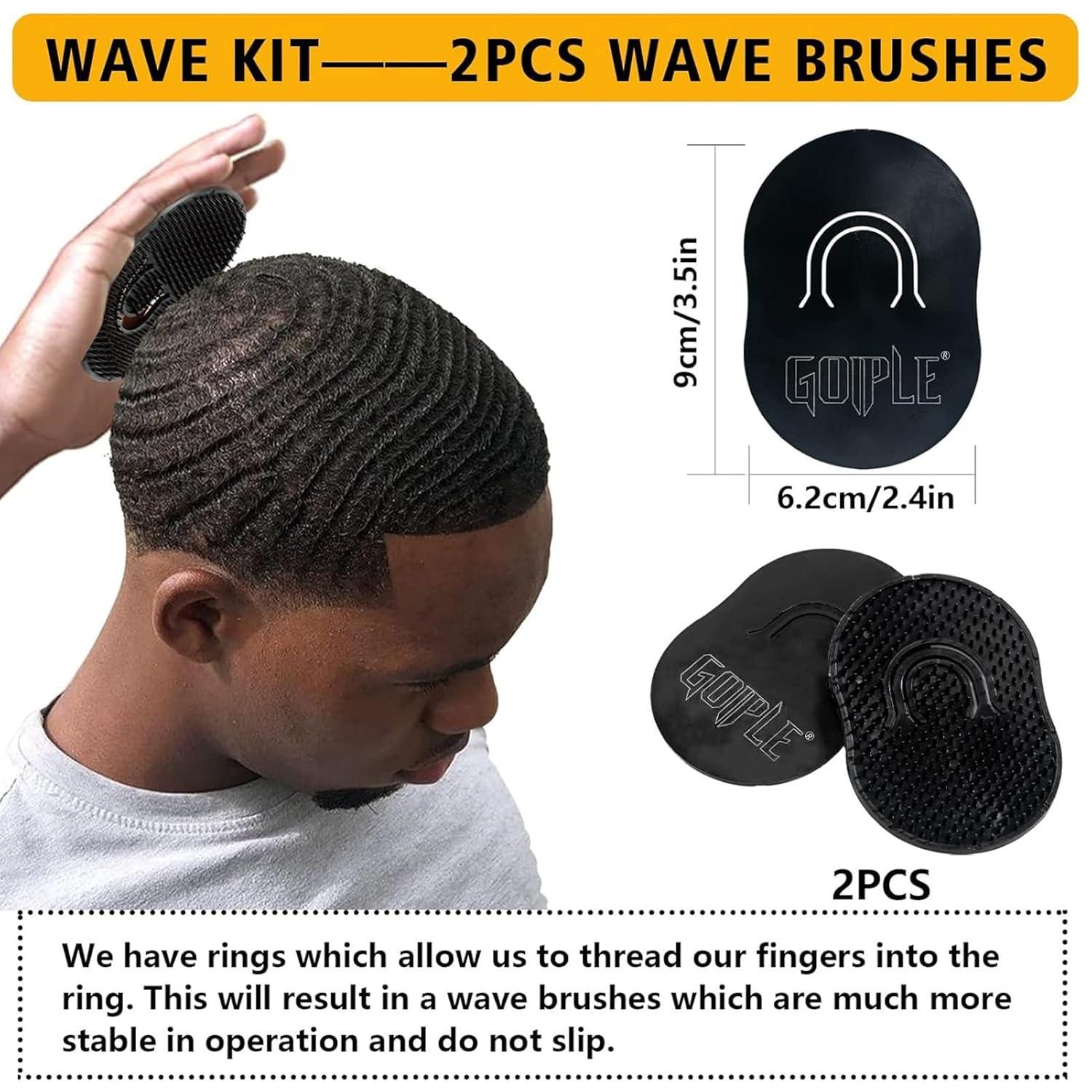imageGoiple 360 Wave Shampoo Wave Pomade Strong Hold 360 Training Hair Cream Wave Butter for Men Pocket Palm Brush Curved Brush Silky Durags for Men Extra Long Tails Wave Brush Wave Cap Set