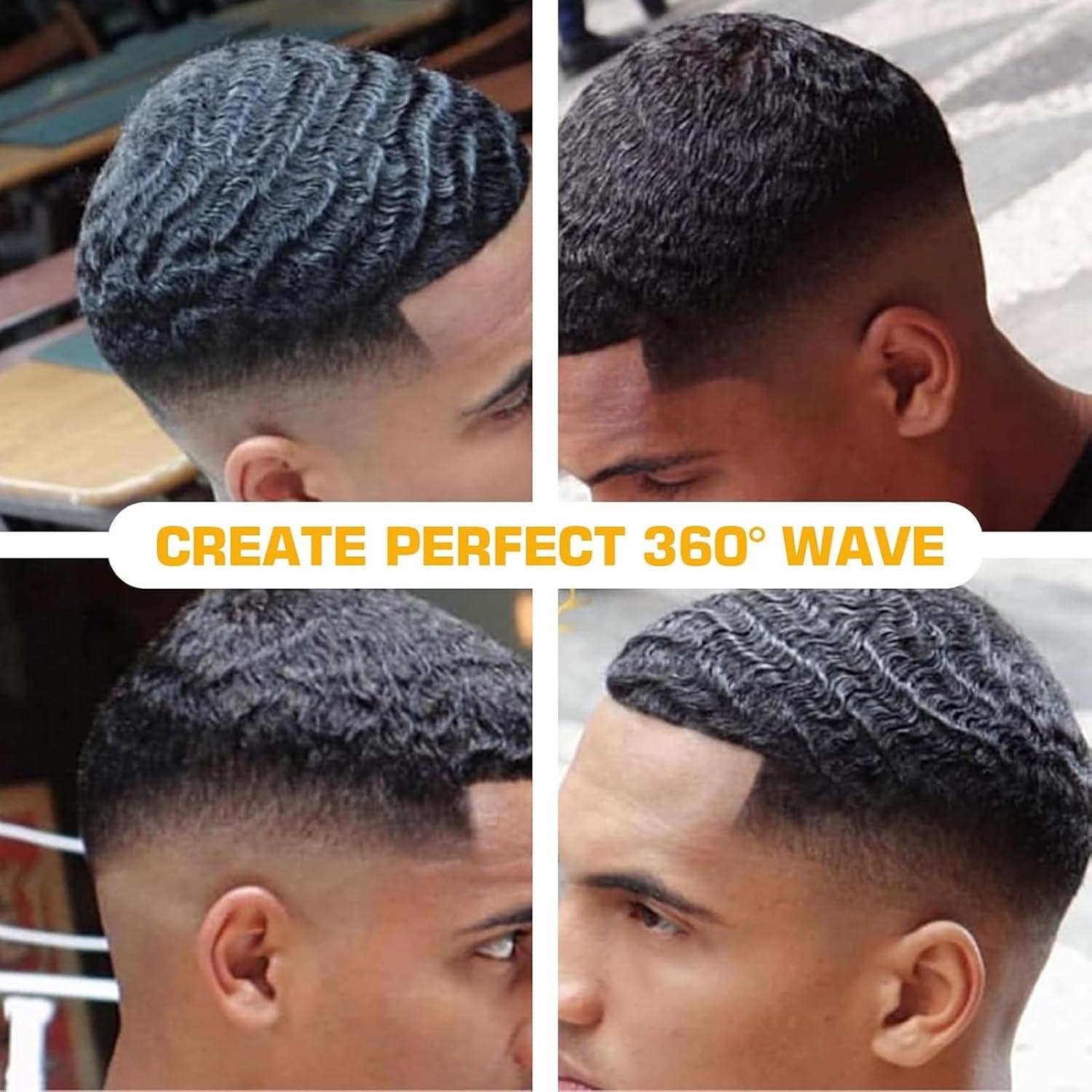 imageGoiple 360 Wave Shampoo Wave Pomade Strong Hold 360 Training Hair Cream Wave Butter for Men Pocket Palm Brush Curved Brush Silky Durags for Men Extra Long Tails Wave Brush Wave Cap Set
