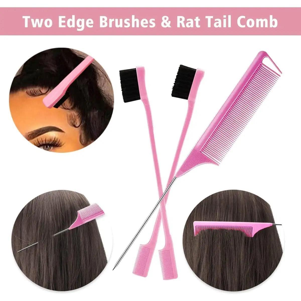 imageGoiple 3PCS Elastic Bands for Wig Edges Adjustable Wig Band for Edges Wig Install Accessories with Pink set9pcs Hair Wax Stick Set