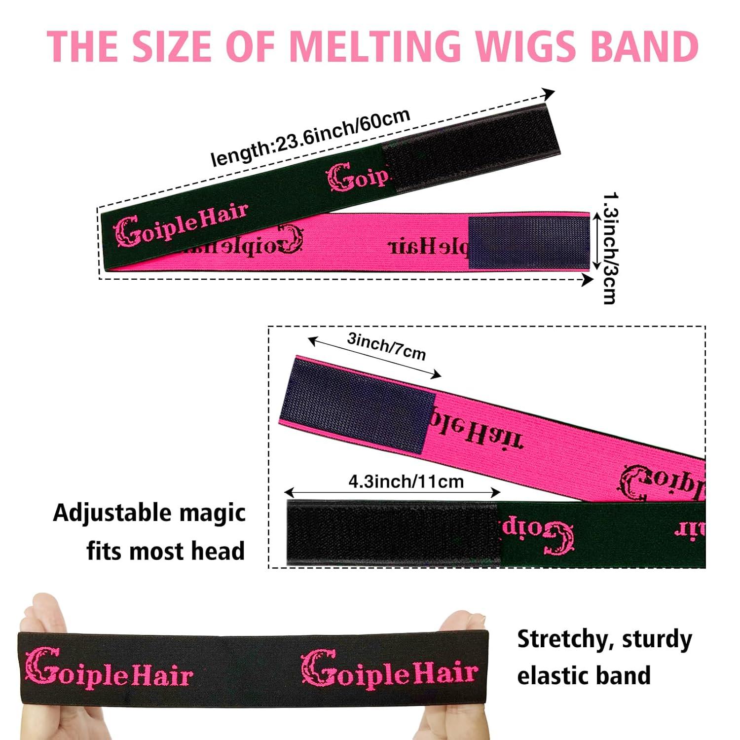 imageGoiple 3PCS Elastic Bands for Wig Edges Adjustable Wig Band for Edges Wig Install Accessories with Pink set9pcs Hair Wax Stick Set