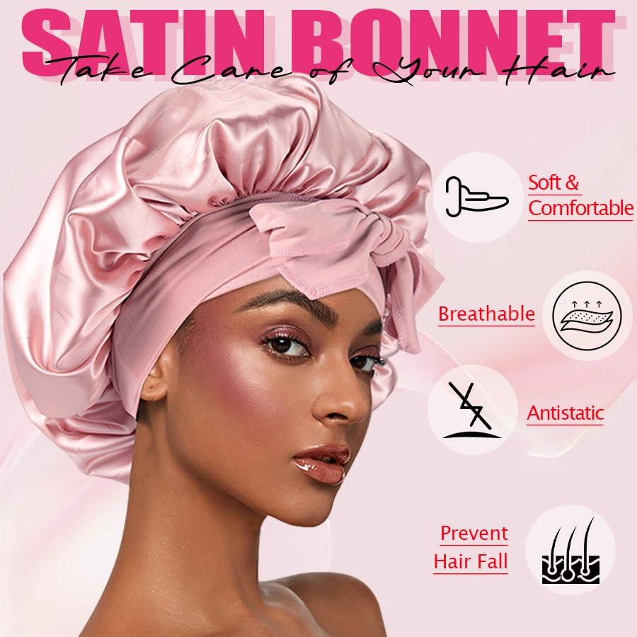 imageGoiple Edge Control Wax for Women Strong Hold Nongreasy Edge Smoother Strawberry Scent Edge Control Wax Edge Scarf Hair Bonnet PinkEdge Control Set7pcs