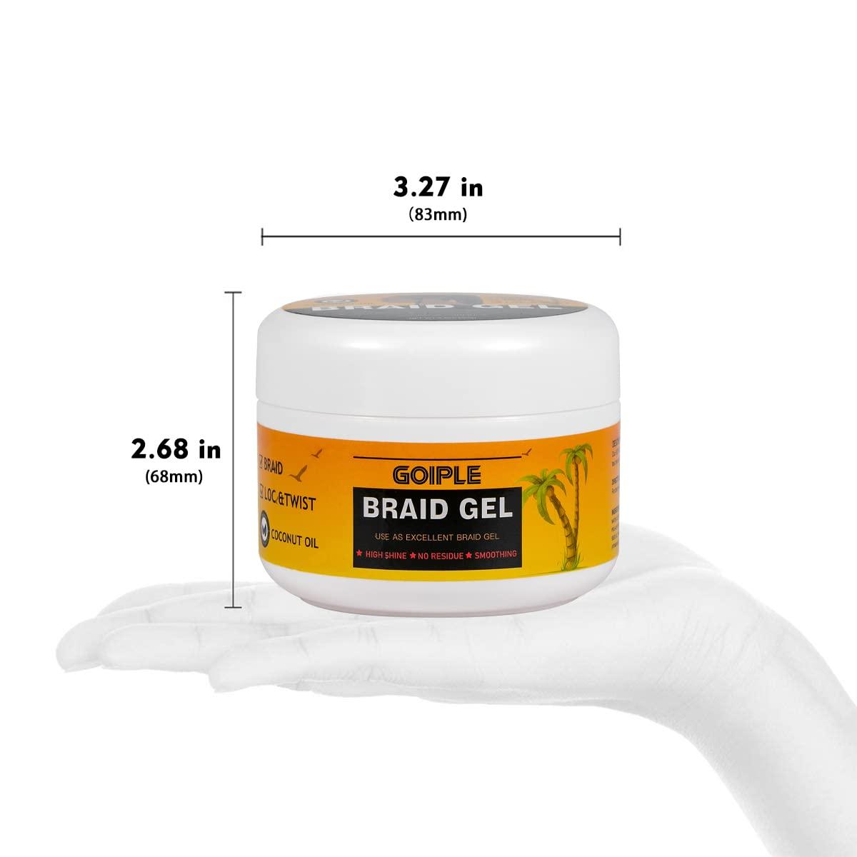 imageGoiple Strong Hold Braid Gel Good for Twist Locs Braids Edge No Flake Extra Hold High Shine Braiding Gel ampamp Edge Control 88oz with Hair CombsBraid Gel Brush Set