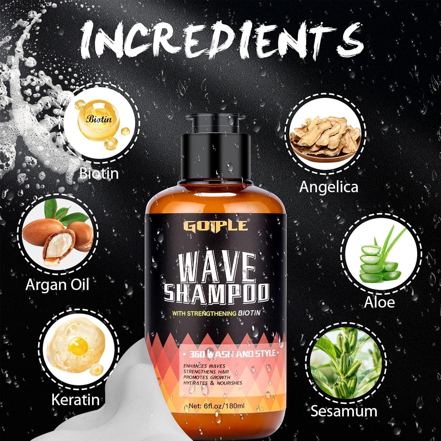 imageGoiple Waves Pomade360 Waves Wash Shampoo Wave Shampoo for Black Men 360 Wave Shampoo Hydration Shampoo Enhance Waves Shampoo Strenghtens Hair Promote Growth Wave Shampoo Setwave shampoo4pcs