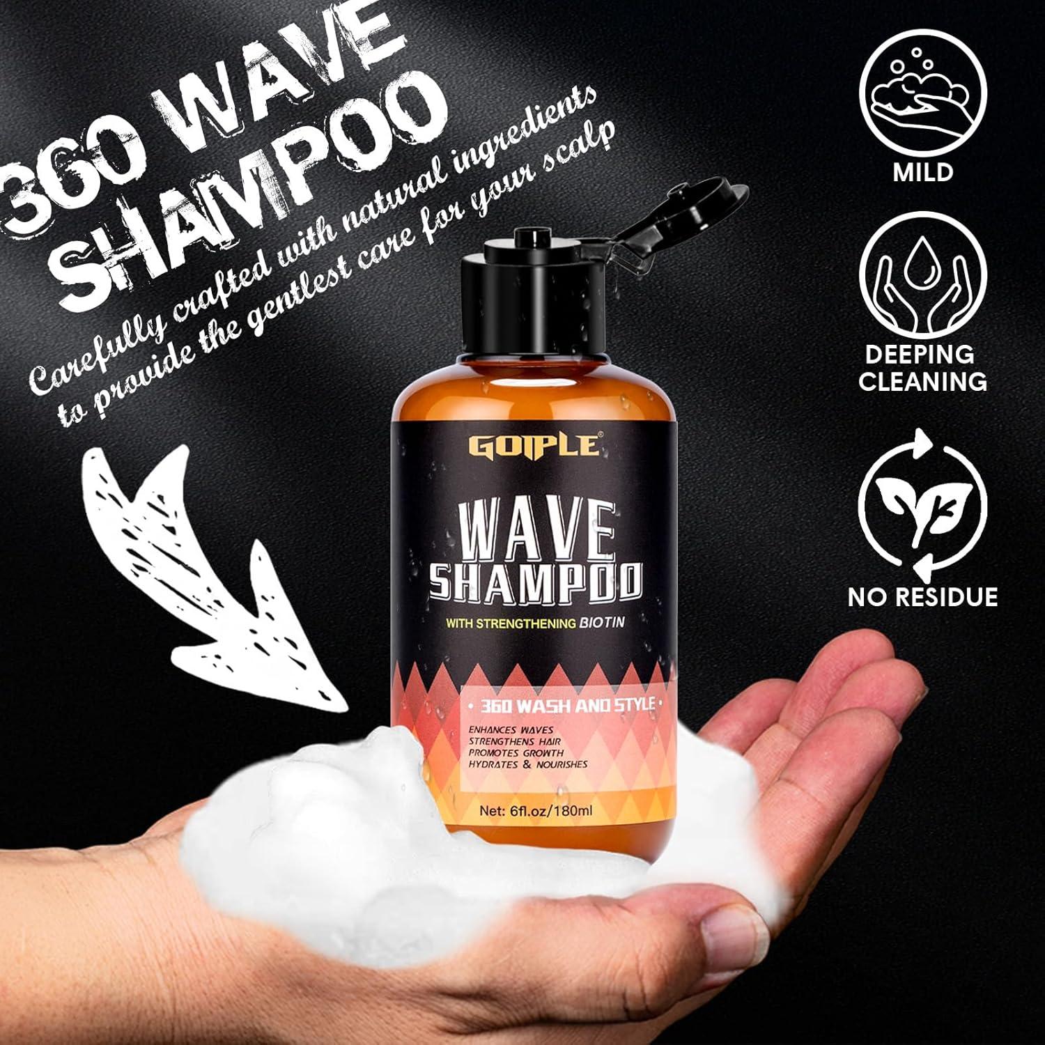 imageGoiple Waves Pomade360 Waves Wash Shampoo Wave Shampoo for Black Men 360 Wave Shampoo Hydration Shampoo Enhance Waves Shampoo Strenghtens Hair Promote Growth Wave Shampoo Setwhite