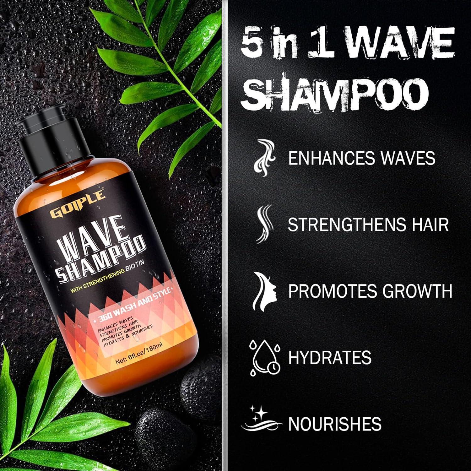 imageGoiple Waves Pomade360 Waves Wash Shampoo Wave Shampoo for Black Men 360 Wave Shampoo Hydration Shampoo Enhance Waves Shampoo Strenghtens Hair Promote Growth Wave Shampoo Setwhite