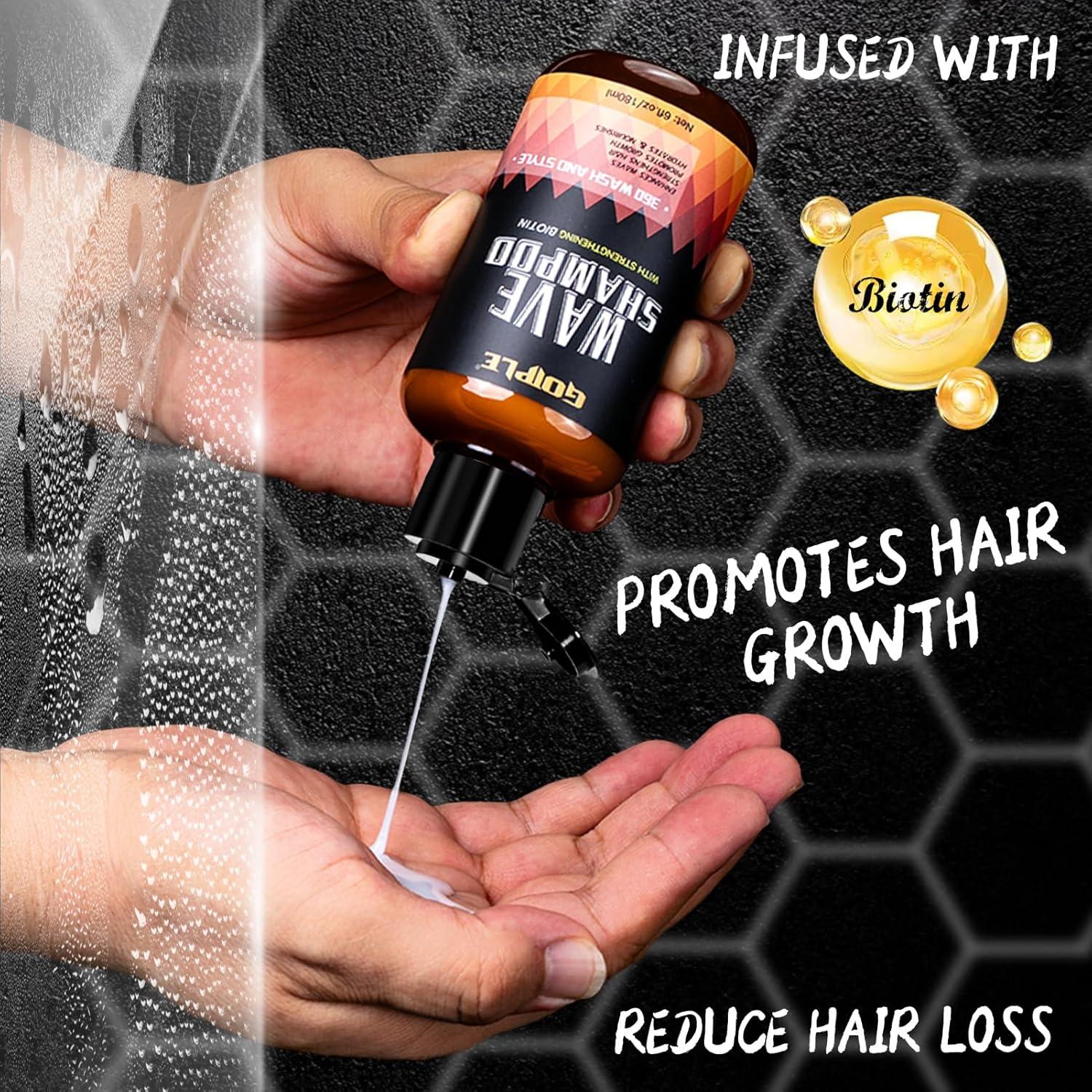imageGoiple Waves Pomade360 Waves Wash Shampoo Wave Shampoo for Black Men 360 Wave Shampoo Hydration Shampoo Enhance Waves Shampoo Strenghtens Hair Promote Growth Wave Shampoo Setwave shampoo4pcs