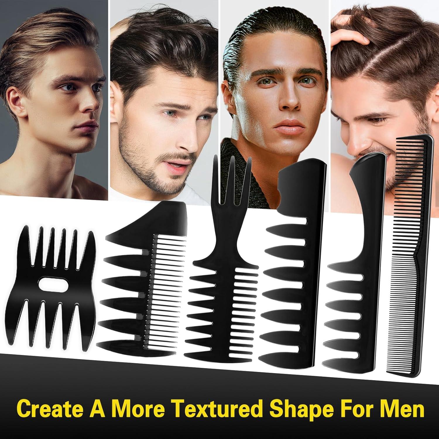 imageHair Styling Combs Set Wide Tooth Texture Comb For Men Hair Brushampamp Styling Comb Set Professional Barber Tools for All Hair Types Hair Styling Powder Natural Look for Mens Flexible Hold Matte Finish