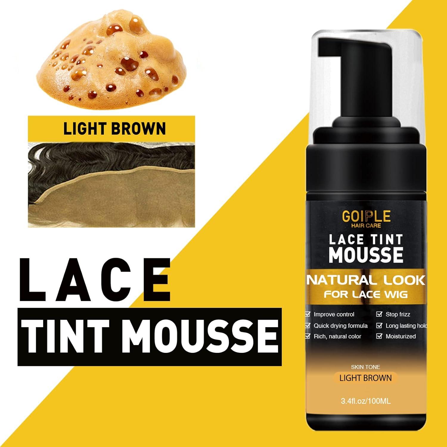 imageLace Tint Melting Mousse for Womens Toupees Hairpieces and Wigs Natural Finishing Color Wig Glue and Tool Set Light Brown