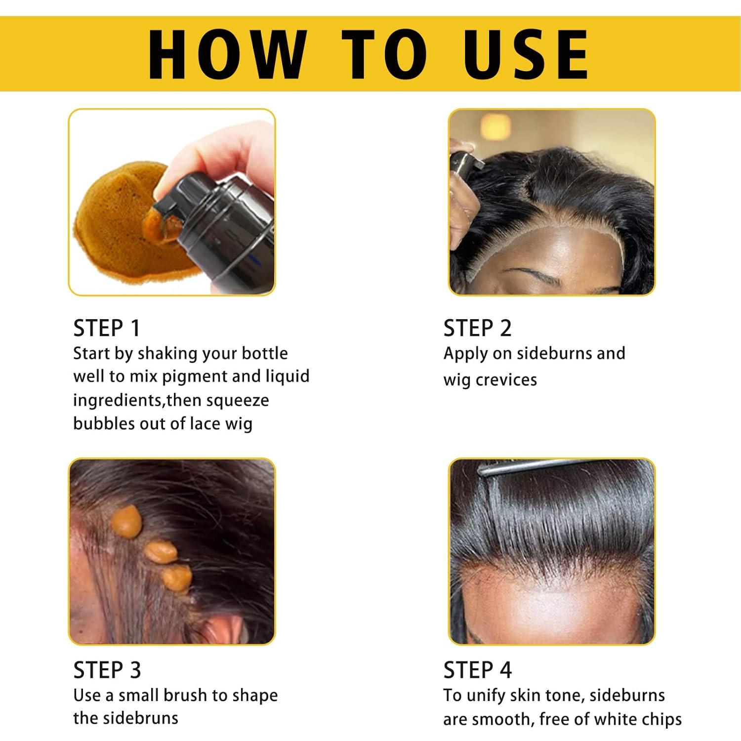 imageLace Tint Melting Mousse for Womens Toupees Hairpieces and Wigs Natural Finishing Color Wig Glue and Tool Set Light Brown