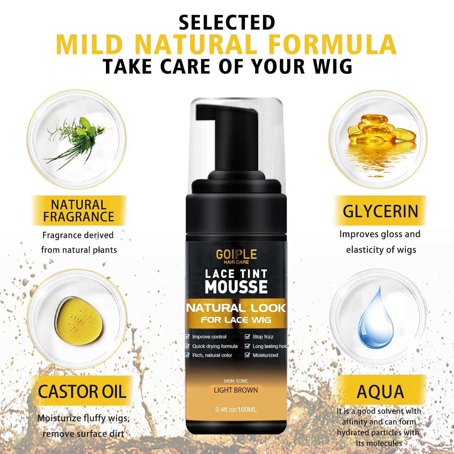 imageLace Tint Melting Mousse for Womens Toupees Hairpieces and Wigs Natural Finishing Color Wig Glue and Tool Set Light Brown