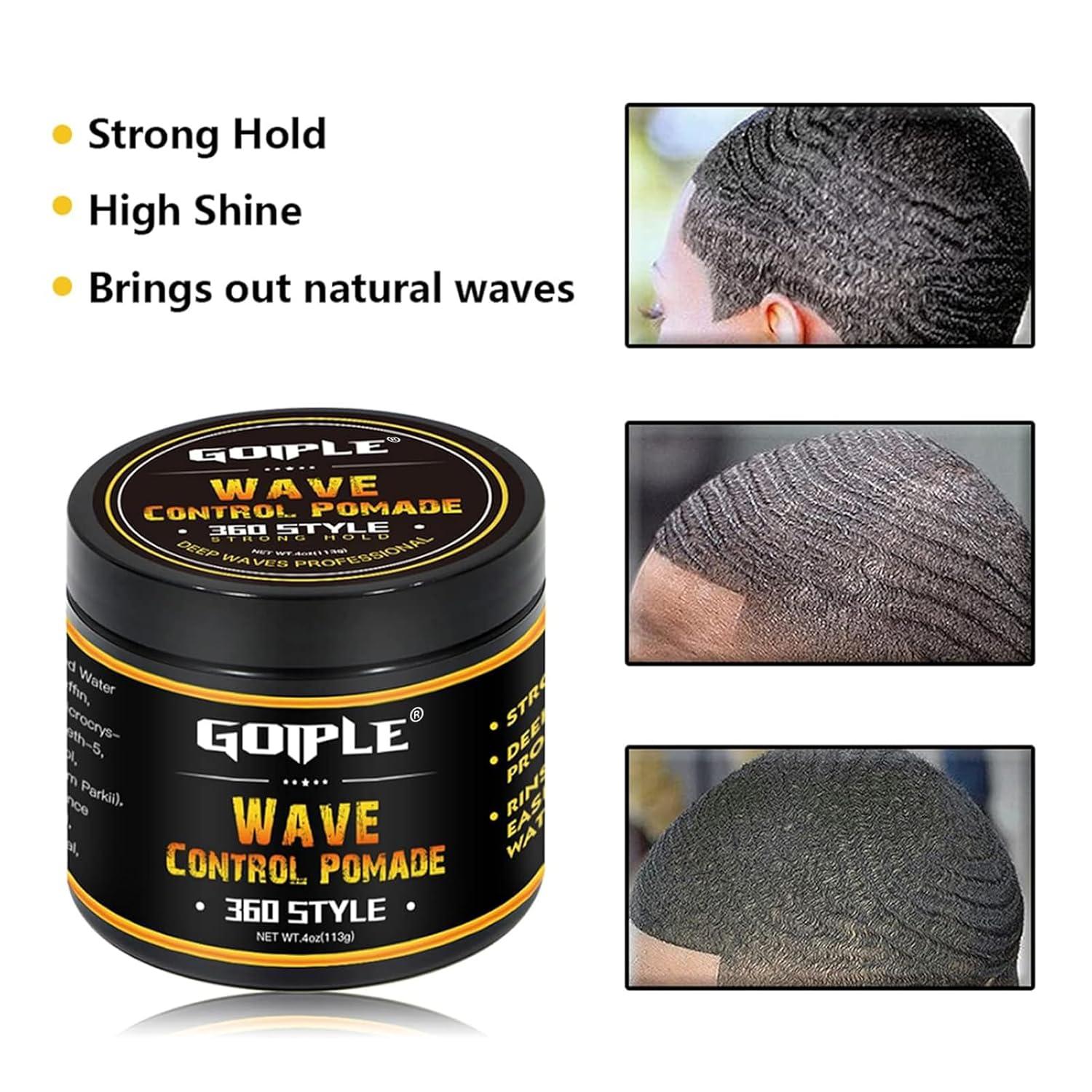 imageNatural Wave Pomade for Men Strong Hold Easy Wash 360 Wave Training Hair Cream Waves Grease for Men Promotes Layered Waves Moisture Control and Silky Shine with Rosemary Oil for Hair Growt Setwave pomaderosemary oil5pcs