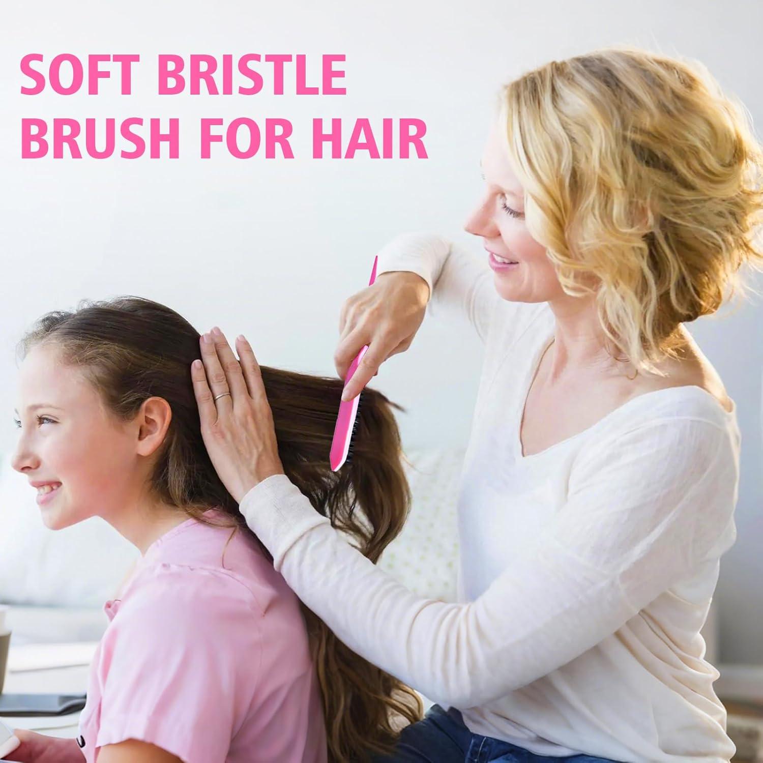 imageSlick Back Hair Brush ampamp Wax Stick Set for Slick Back Hair Teasing Boar Bristle Hair Brush for Sleek Control Flyaways ampamp Baby Hairs Wax Stick for Women Sectioning ampamp Smoothing Ponytail BunPink