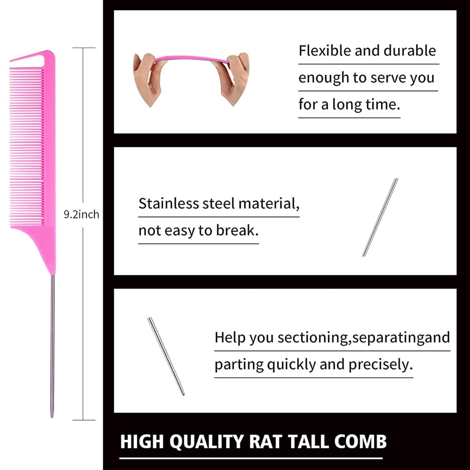 imageSlick Back Hair Brush ampamp Wax Stick Set for Slick Back Hair Teasing Boar Bristle Hair Brush for Sleek Control Flyaways ampamp Baby Hairs Wax Stick for Women Sectioning ampamp Smoothing Ponytail BunPink