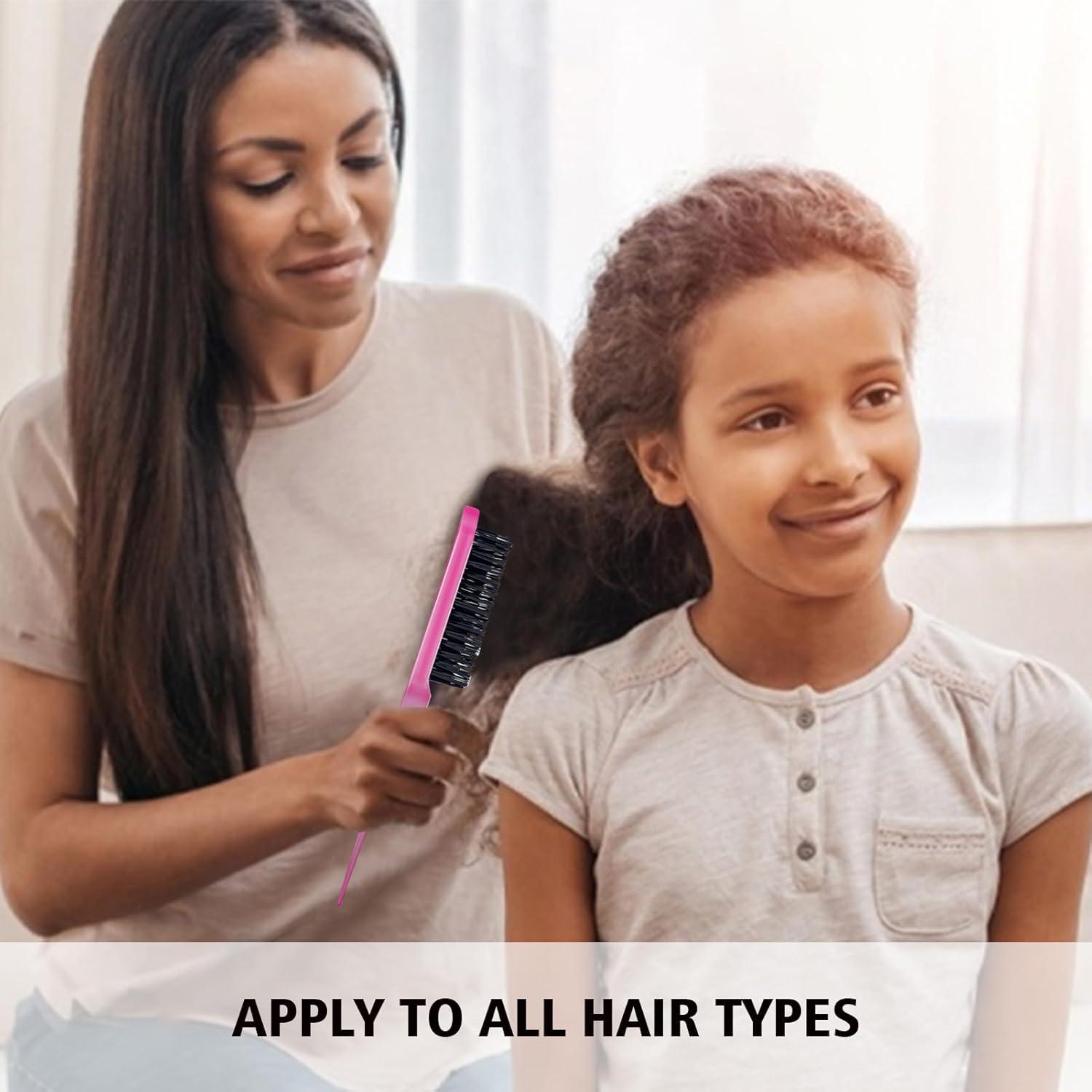 imageSlick Back Hair Brush ampamp Wax Stick Set for Slick Back Hair Teasing Boar Bristle Hair Brush for Sleek Control Flyaways ampamp Baby Hairs Wax Stick for Women Sectioning ampamp Smoothing Ponytail BunPinkBlack8pcs