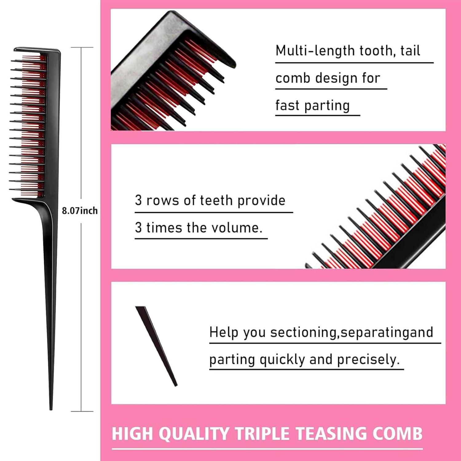 imageSlick Back Hair Brush ampamp Wax Stick Set for Slick Back Hair Teasing Boar Bristle Hair Brush for Sleek Control Flyaways ampamp Baby Hairs Wax Stick for Women Sectioning ampamp Smoothing Ponytail BunPinkBlack8pcs