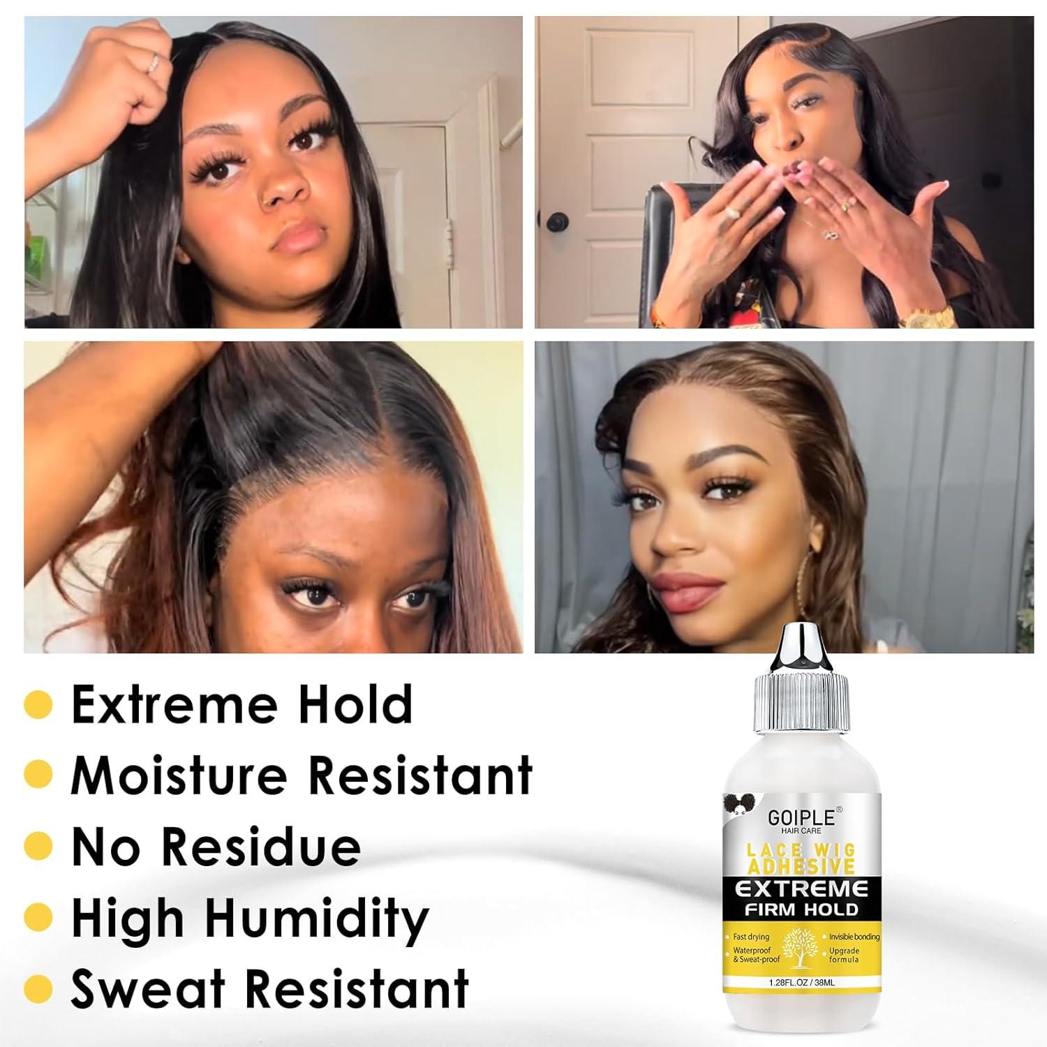 imageWig Accessory Essentials Kit Lace Front Wig Glue Wig Adhesive Extension Spray for Extend Boding Time of Lace Glue Natural and Gentle Formula Lace ampamp Skin Nutrition Spray Extend Duration of Adhesivelace glue applicator 4pcs