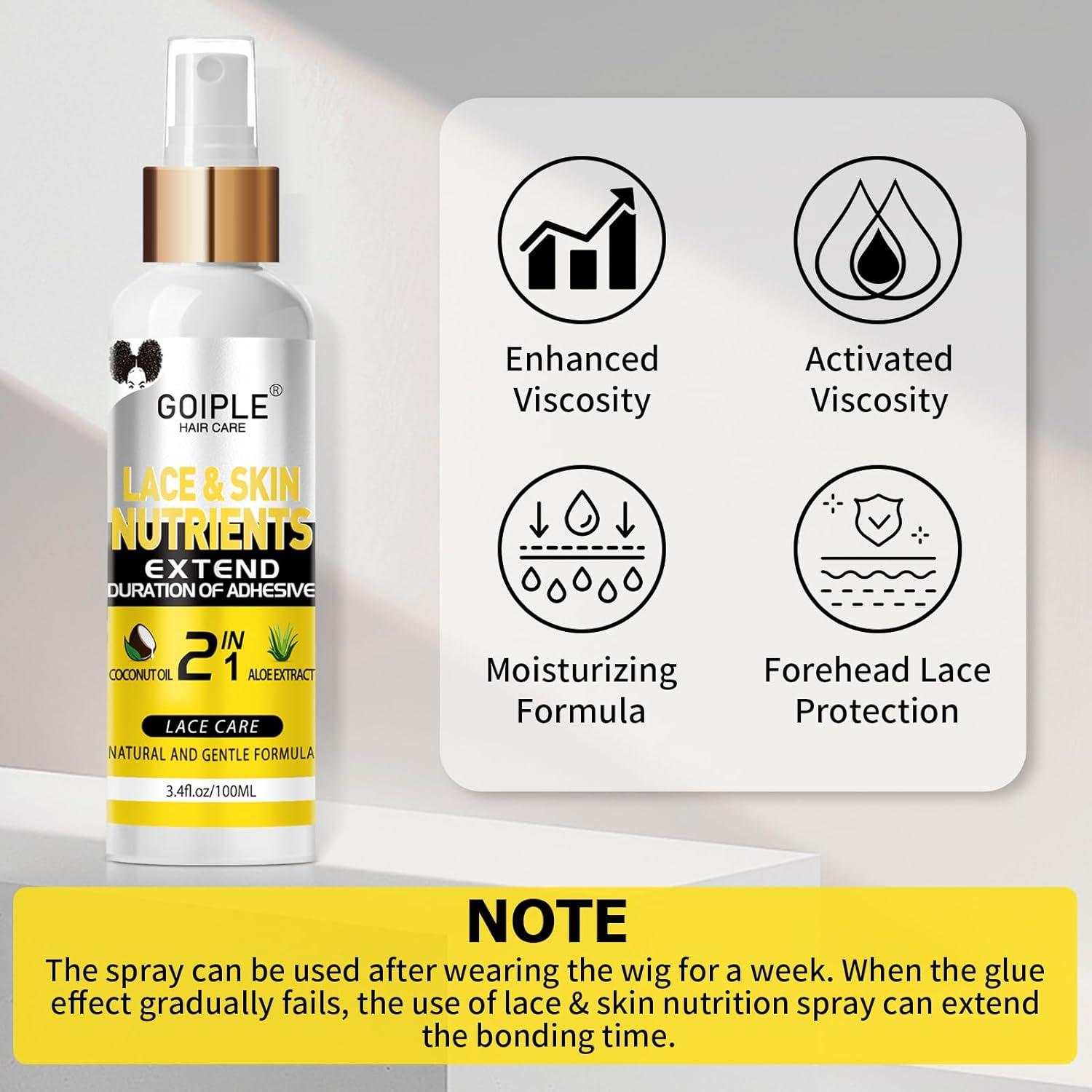 imageWig Accessory Essentials Kit Lace Front Wig Glue Wig Adhesive Extension Spray for Extend Boding Time of Lace Glue Natural and Gentle Formula Lace ampamp Skin Nutrition Spray Extend Duration of Adhesivelace glue12pcs