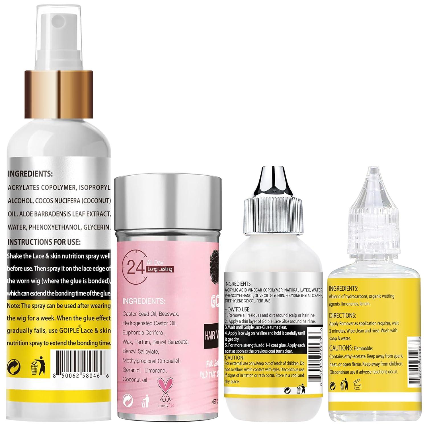 imageWig Accessory Essentials Kit Lace Front Wig Glue Wig Adhesive Extension Spray for Extend Boding Time of Lace Glue Natural and Gentle Formula Lace ampamp Skin Nutrition Spray Extend Duration of Adhesivelace glue12pcs