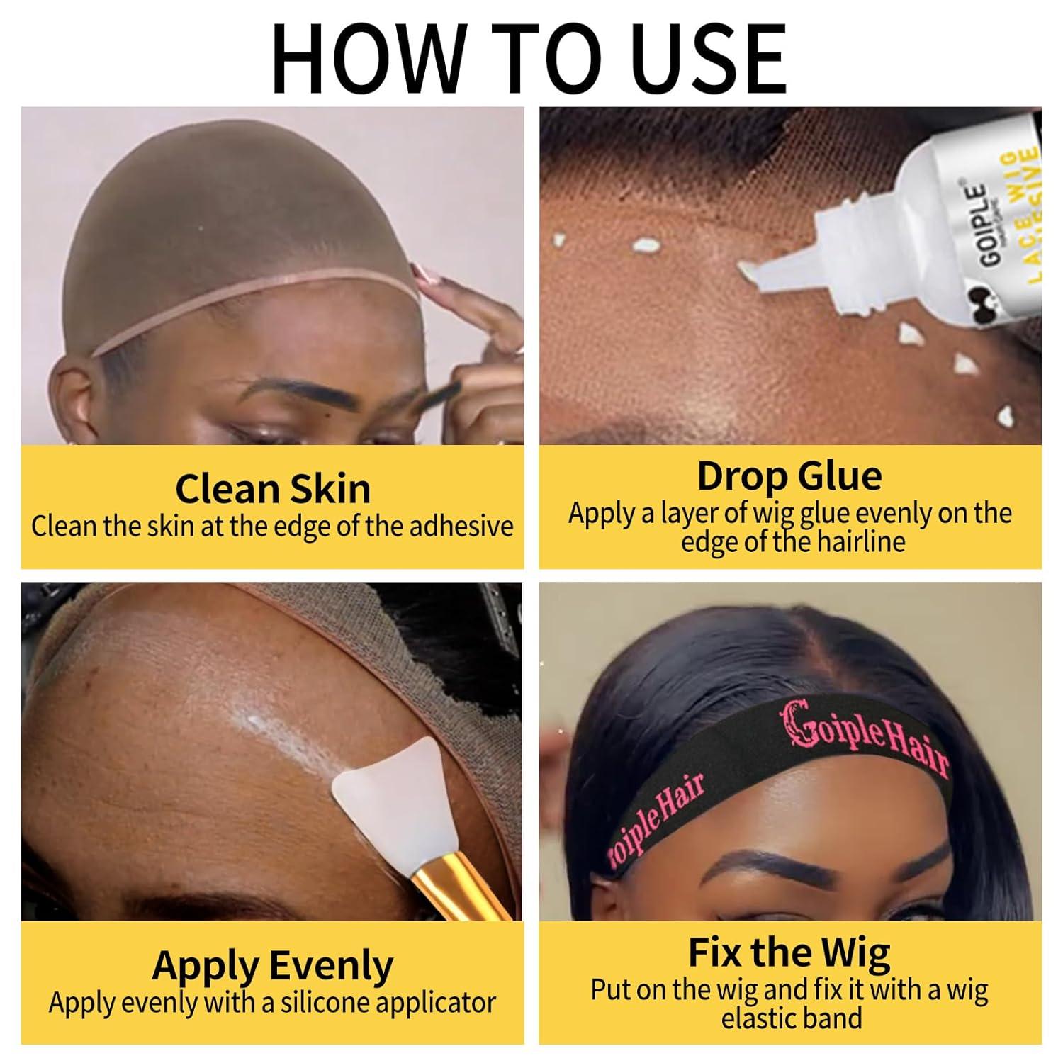 imageWig Accessory Essentials Kit Lace Front Wig Glue Wig Adhesive Extension Spray for Extend Boding Time of Lace Glue Natural and Gentle Formula Lace ampamp Skin Nutrition Spray Extend Duration of Adhesivelace glue applicator 4pcs