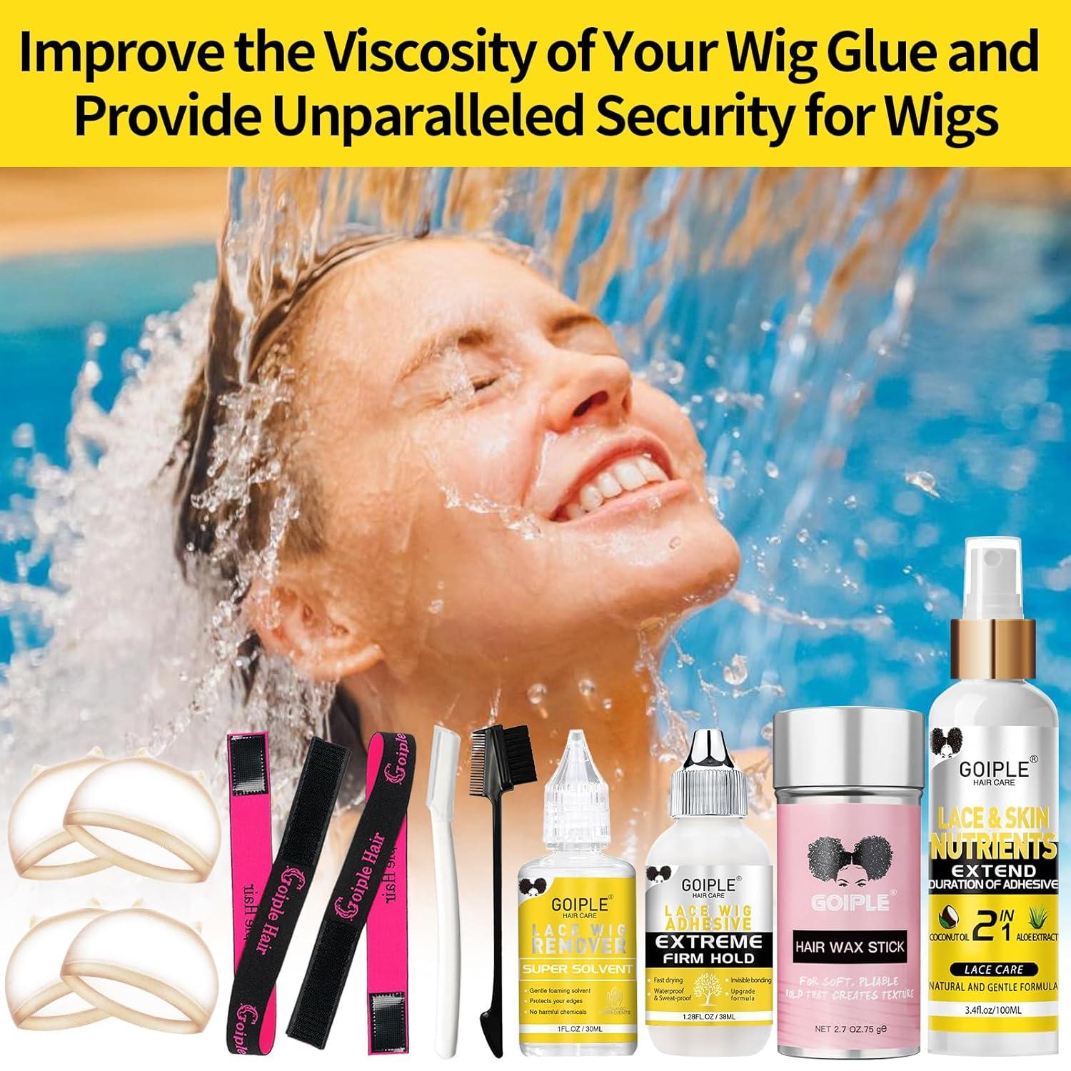 imageWig Accessory Essentials Kit Lace Front Wig Glue Wig Adhesive Extension Spray for Extend Boding Time of Lace Glue Natural and Gentle Formula Lace ampamp Skin Nutrition Spray Extend Duration of Adhesivelace glue12pcs