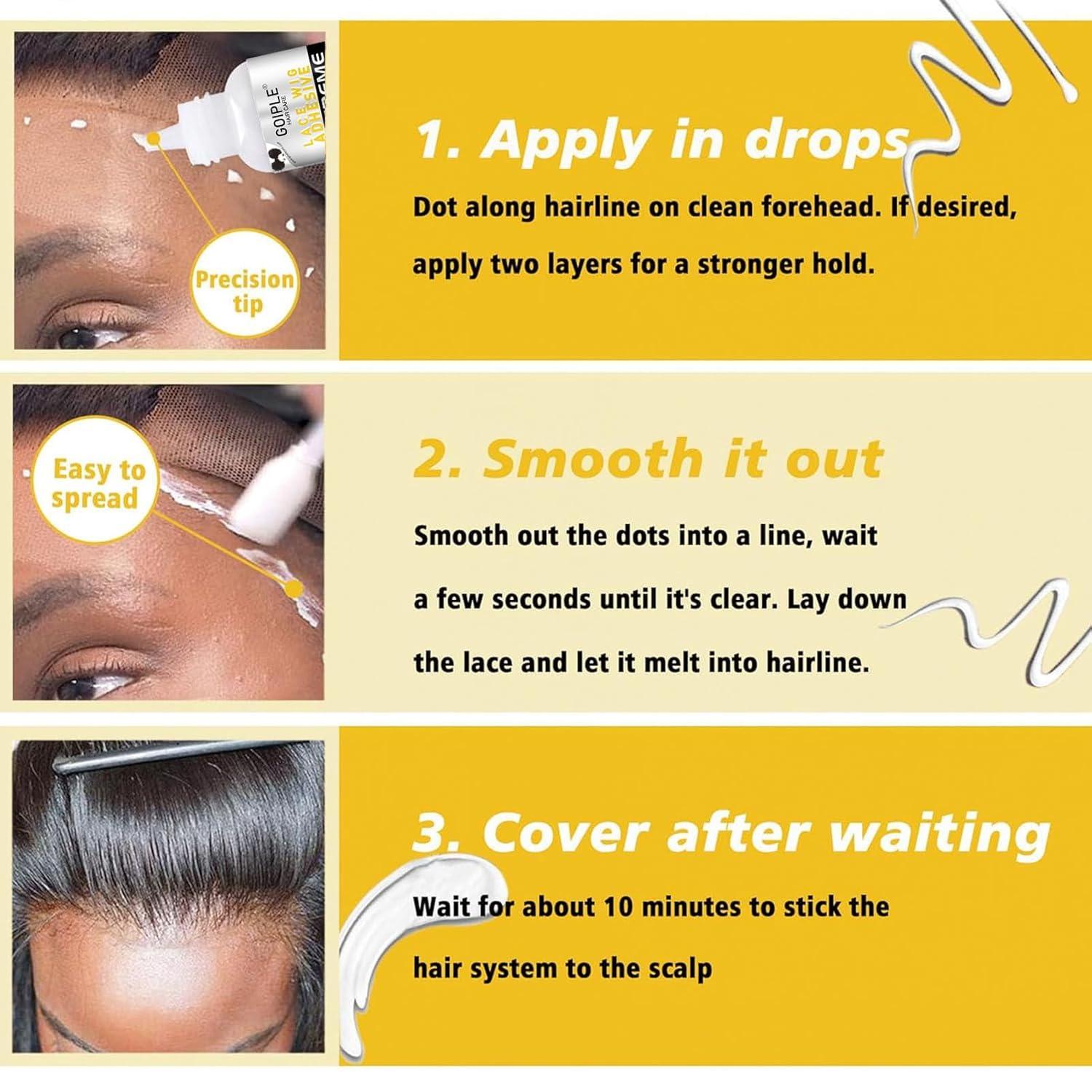 imageWig Glue for Lace Front Wigs Lace Adhsive for Hair Wigs Strong Hold Transparent Lace Adhesive HD Wig Cap for Hair Wigs Replacement Wig Glue for Lace Front Wigs No Residue No Flake Remover Hair Combwig glue2 oz1pc