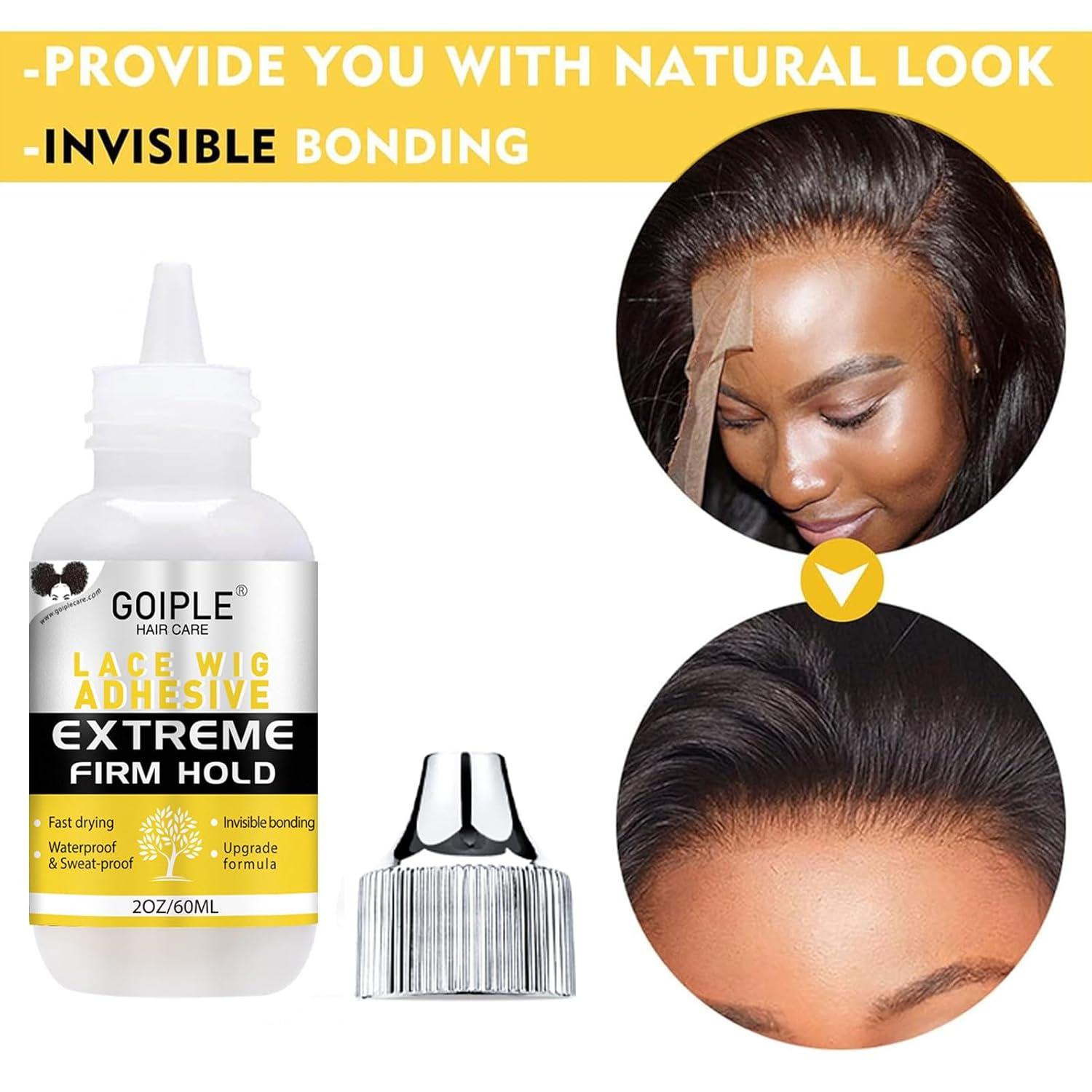 imageWig Glue for Lace Front Wigs Lace Adhsive for Hair Wigs Strong Hold Transparent Lace Adhesive HD Wig Cap for Hair Wigs Replacement Wig Glue for Lace Front Wigs No Residue No Flake Remover Hair Combwig glue2 oz1pc