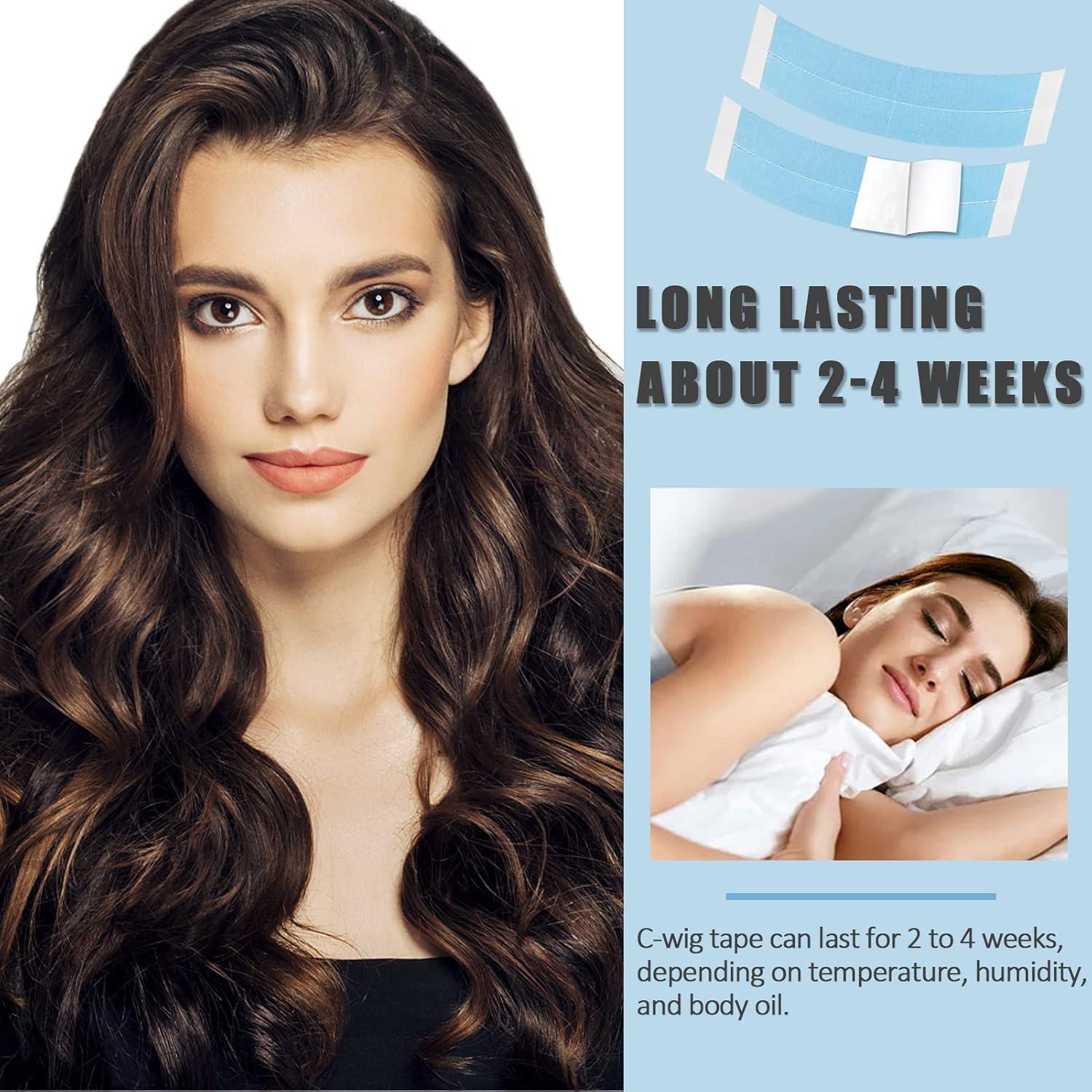 imageWig Tape for Lace Wigs Doublesided Waterproof Lace Tape Adhsive Strips for Lace Front Wig Toupee Hairpiece Tape in Extension Remover Hair Glue Remover Fast Acting Hair Extensions Remover SetBlue40pcs