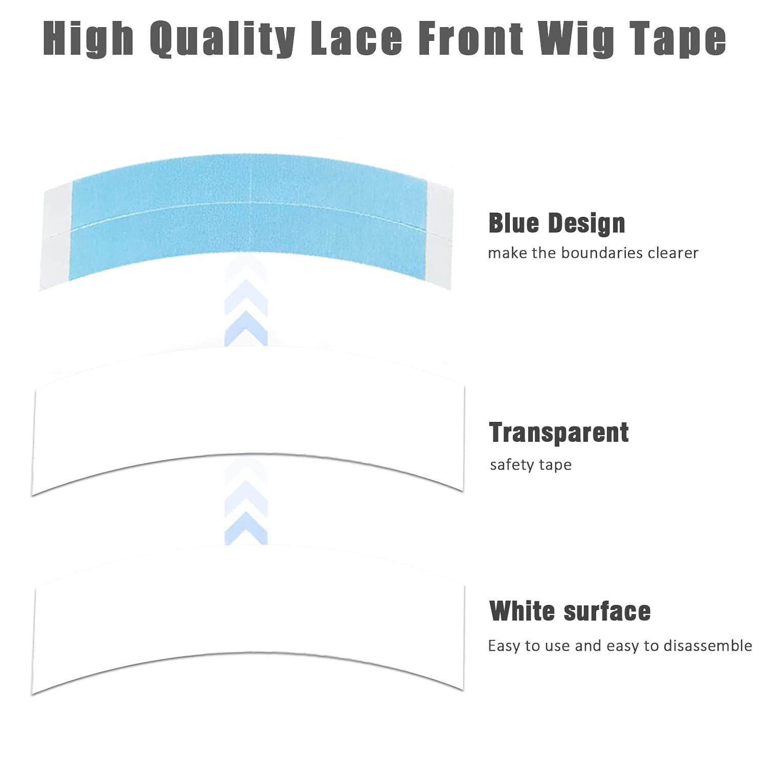 imageWig Tape for Lace Wigs Doublesided Waterproof Lace Tape Adhsive Strips for Lace Front Wig Toupee Hairpiece Tape in Extension Remover Hair Glue Remover Fast Acting Hair Extensions Remover SetBlue40pcs