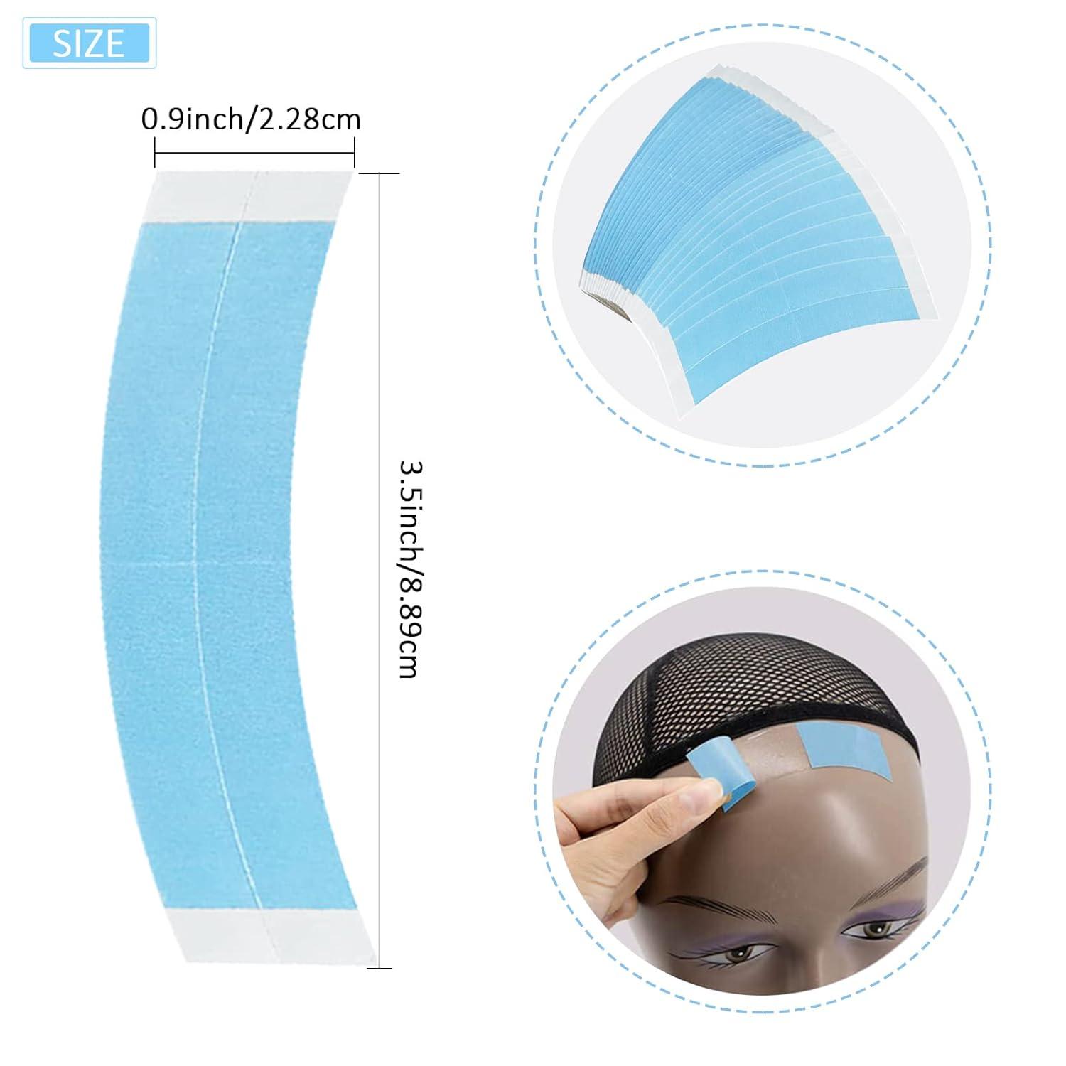 imageWig Tape for Lace Wigs Doublesided Waterproof Lace Tape Adhsive Strips for Lace Front Wig Toupee Hairpiece Tape in Extension Remover Hair Glue Remover Fast Acting Hair Extensions Remover SetBlue40pcs