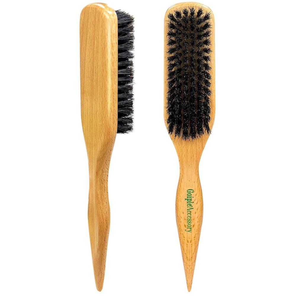 image2PCS Boar Bristle Hair Brush Slick Back Hair Brush for Sleek Ponytail Bun ampamp Smoothing Baby Hairs Soft Smoothing to StylePolish ampamp Lay Hair Down Flat Wooden Brush Teasing Hairbrush for Men Women