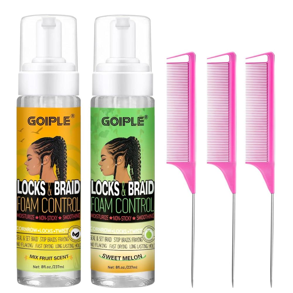 imageBraid Foam Control Mousse for Braids Twist Locs No Flake Extra Hold High Shine Moisturizes Lightweight Smooth Easy to Apply 4pcs2 scents5pcs