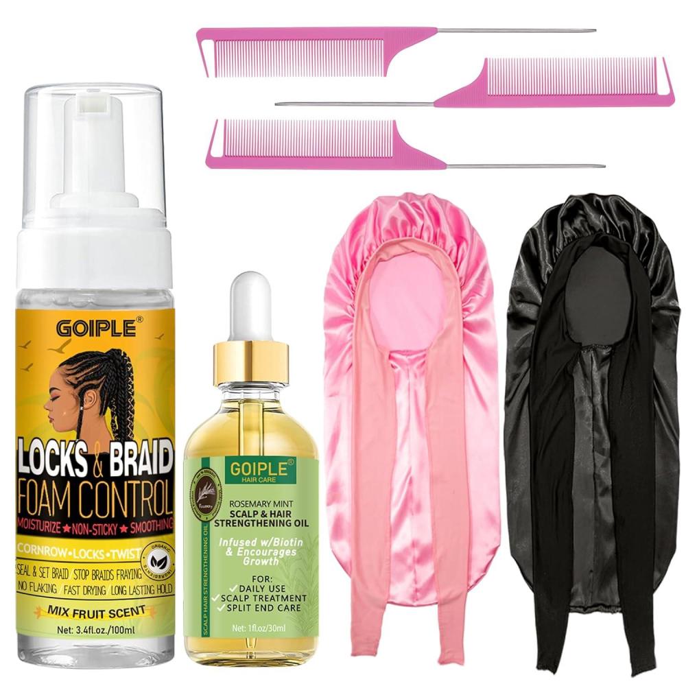 imageBraid Foam Control Mousse for Braids Twist Locs No Flake Moisturizing Mousse with Rosemary Oil for Hair Growth Easy to Apply with Sleep Bonnets